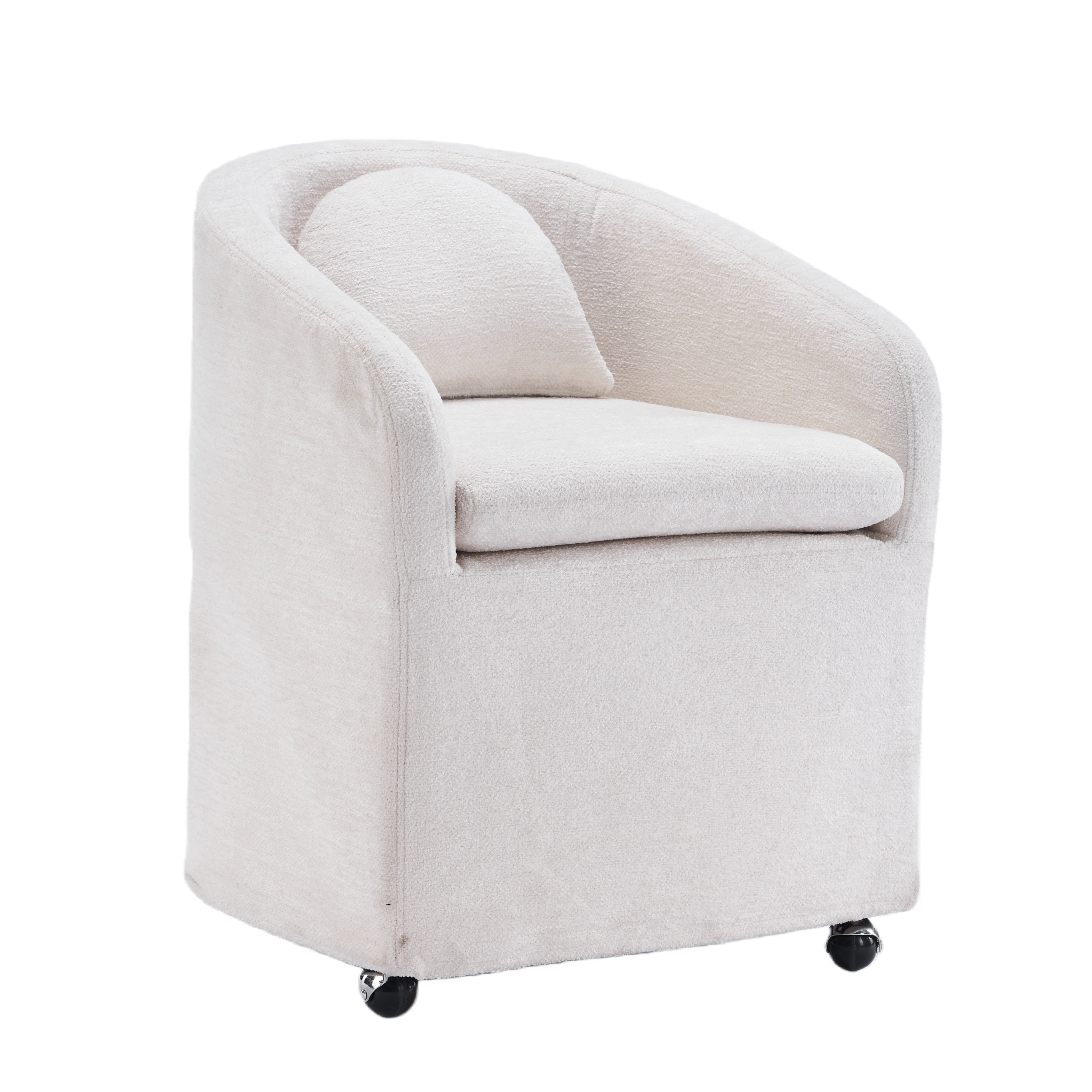 Badlands Chenille Accent Armchair with Wheels, Beige