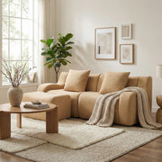 Chico 83" Modular Teddy Fabric L-Shaped Loveseat Sofa with Movable Ottoman