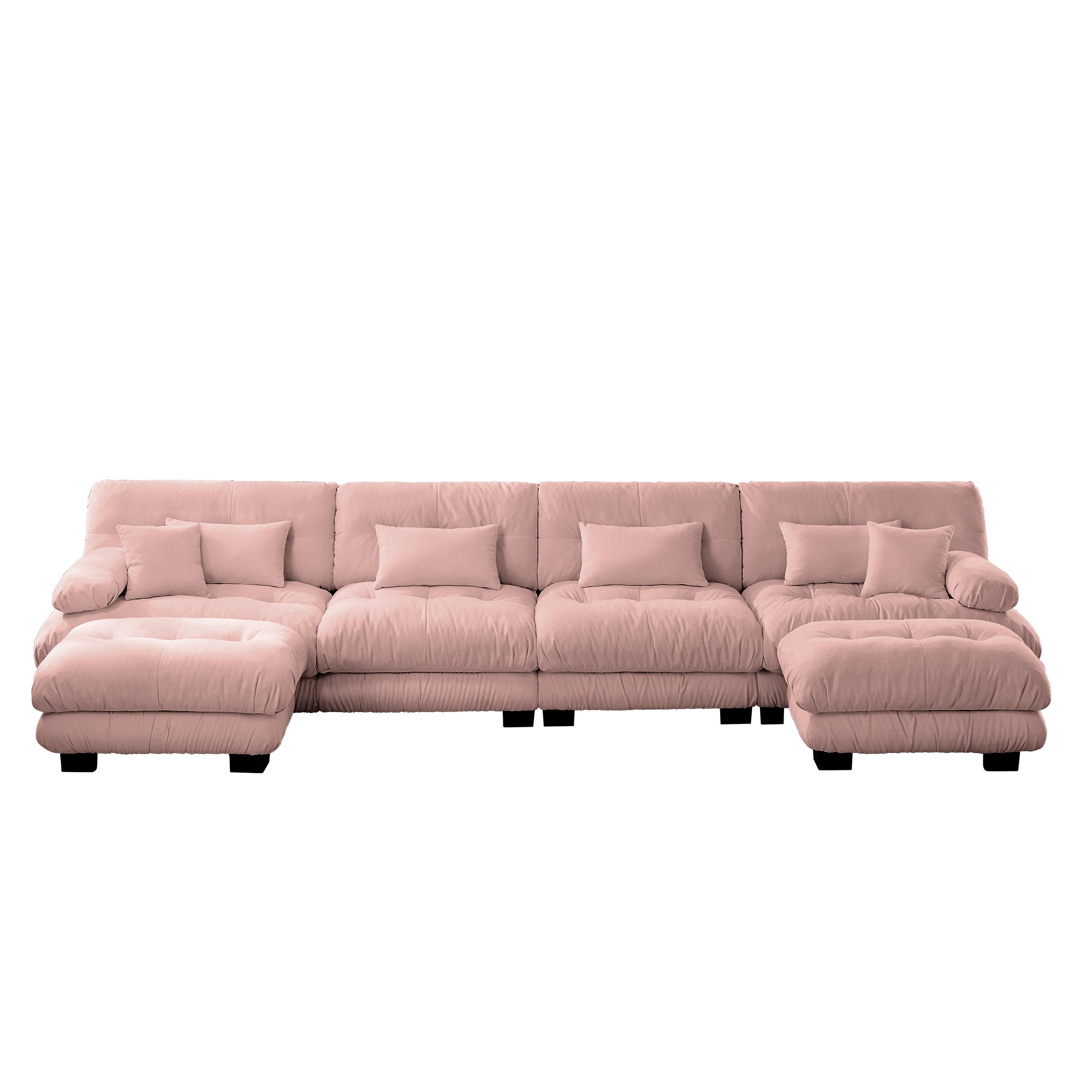 Monterey 173" Oversized Modular Chenille U-Shaped Cloud Sectional Sofa with 2 Ottomans