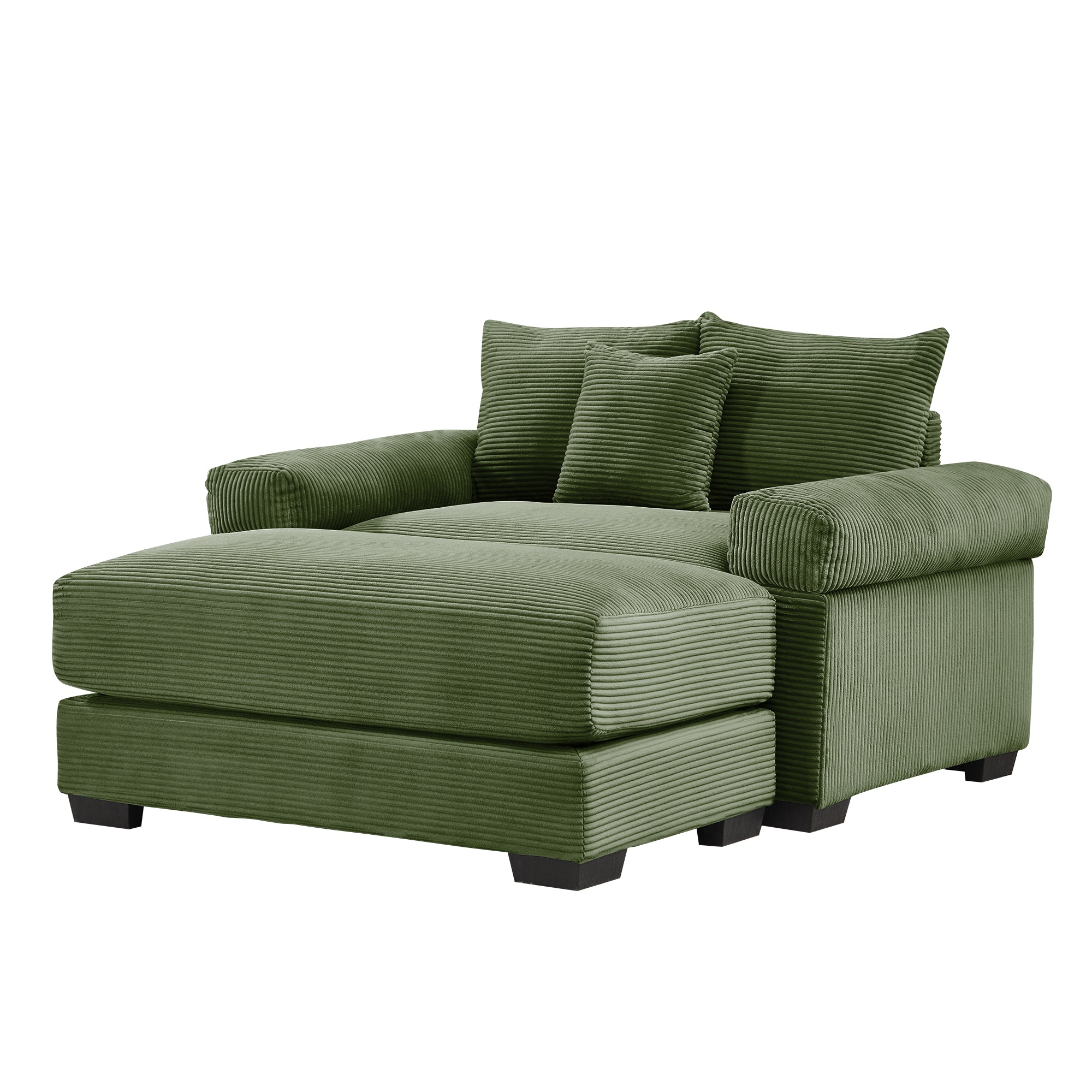 Albany 54" 2 Piece Corduroy Armchair Accent Chair with Ottoman and Extra-Thick Armrests