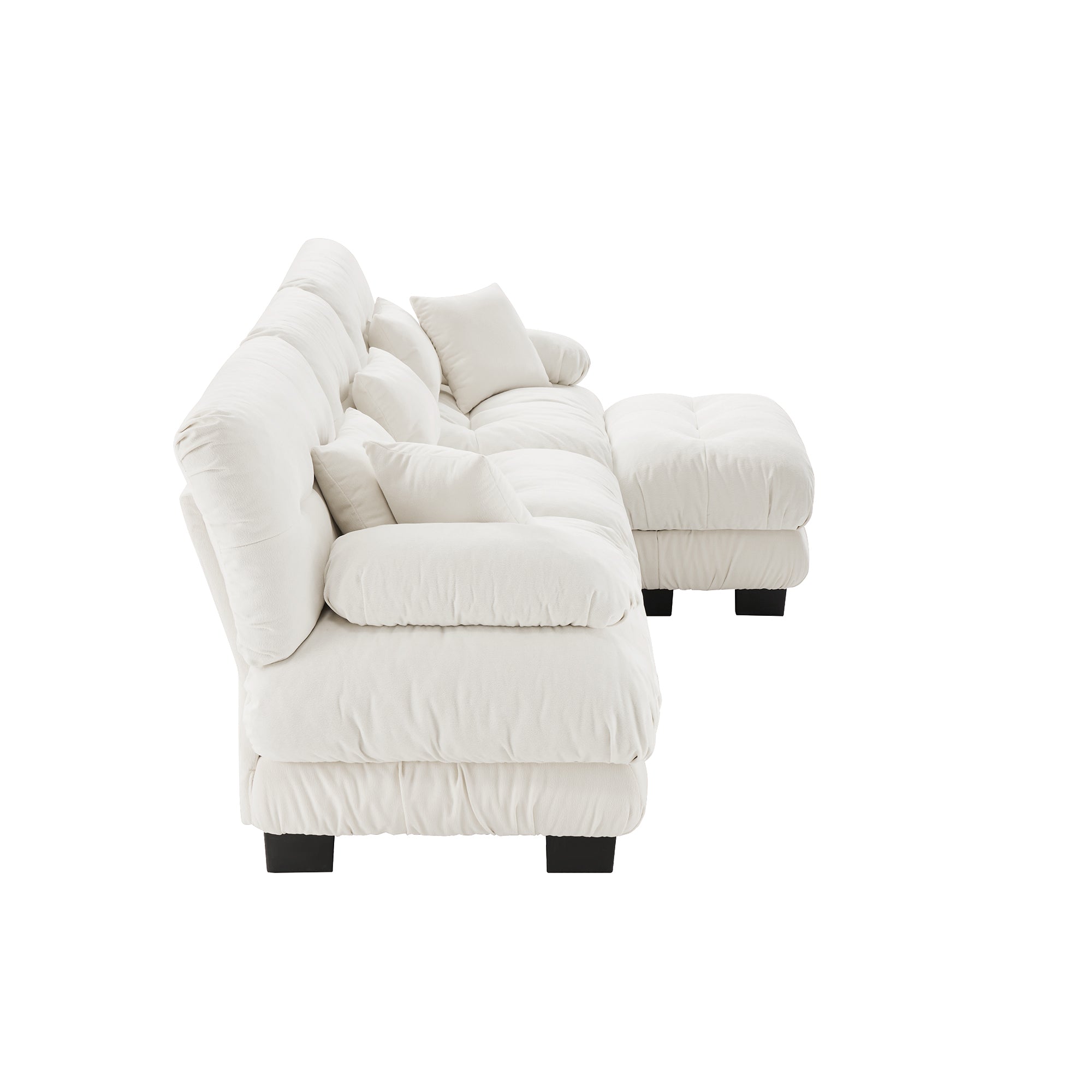 Monterey 134" Modular Chenille Cloud L-Shaped Sectional Sofa with Convertible Ottoman