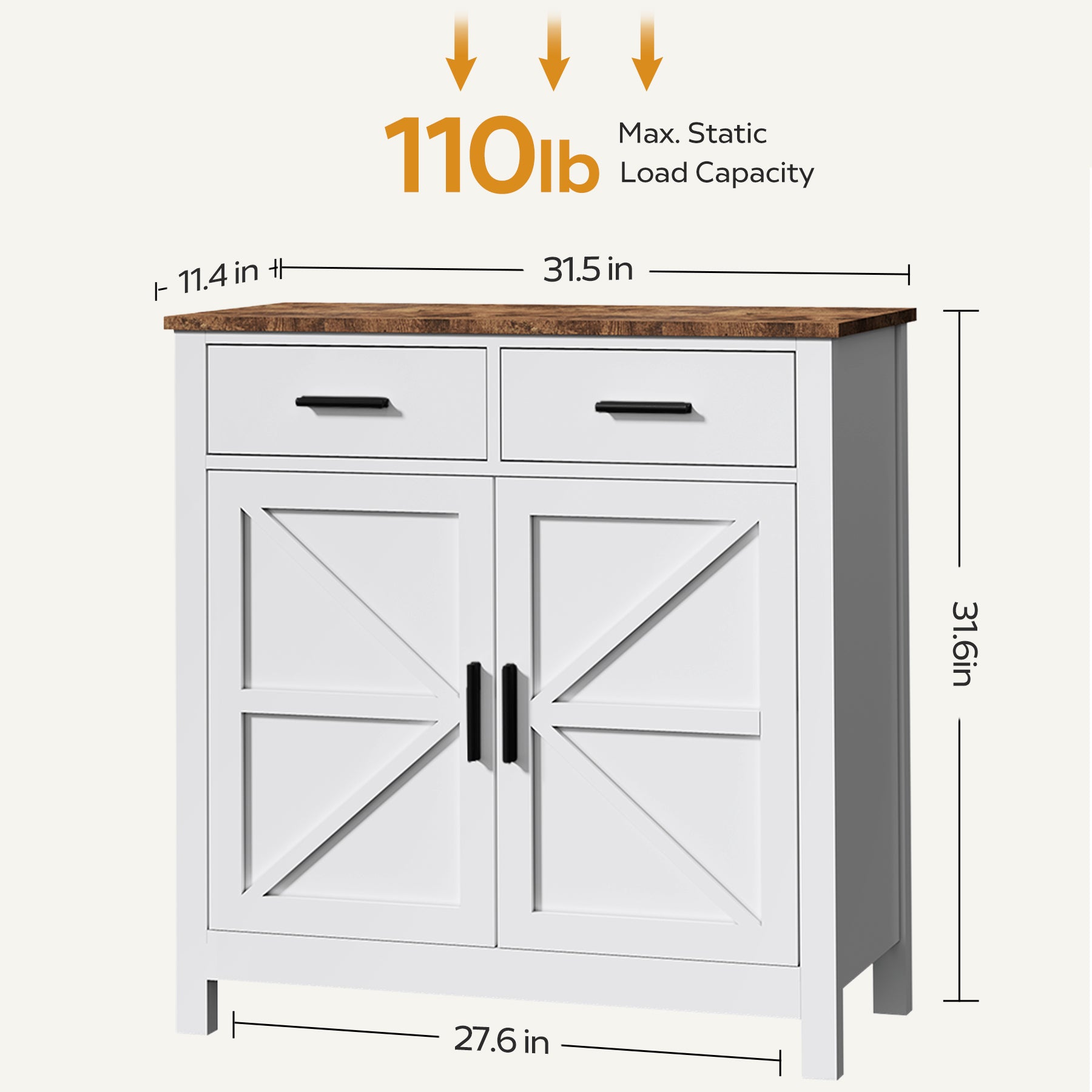 Turin Modern Farmhouse Buffet Storage Cabin