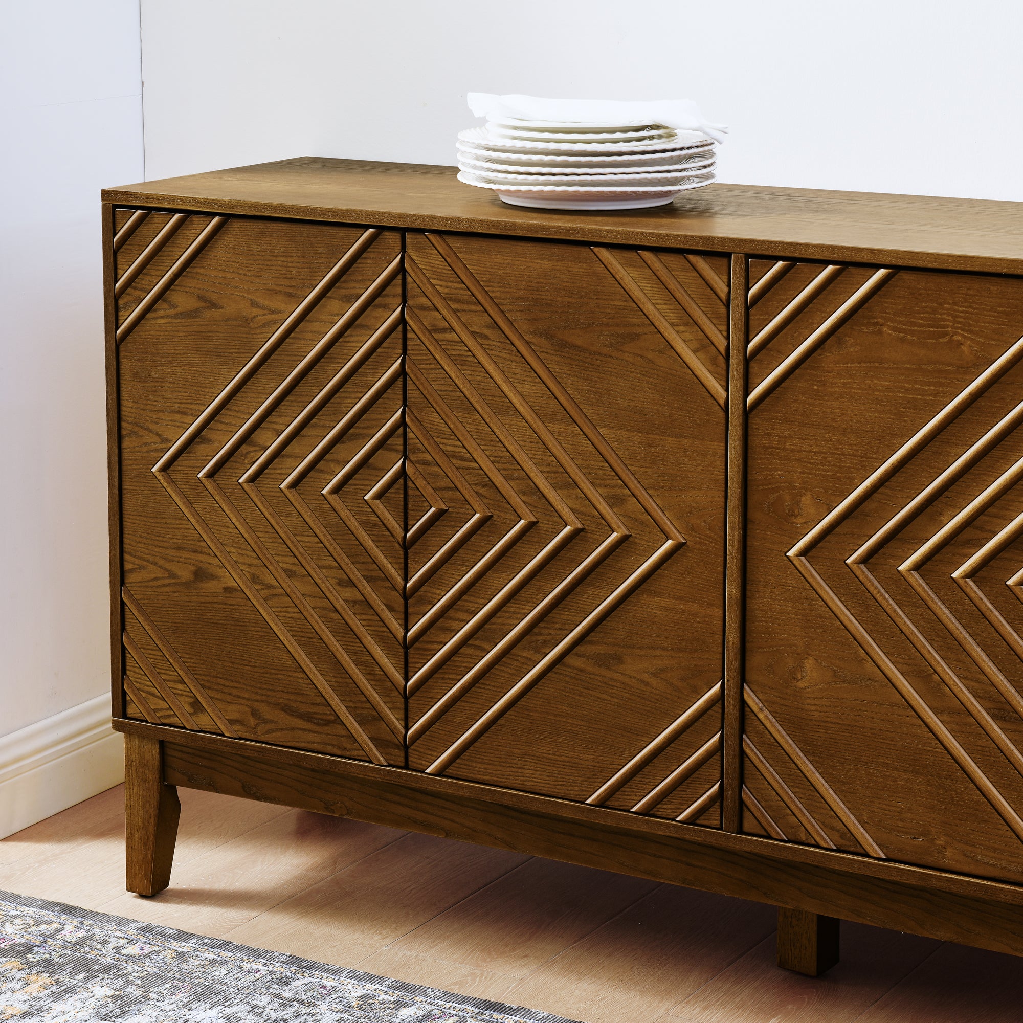 Bauhaus Geometric 61" Sideboard Buffet Cabinet with Storage