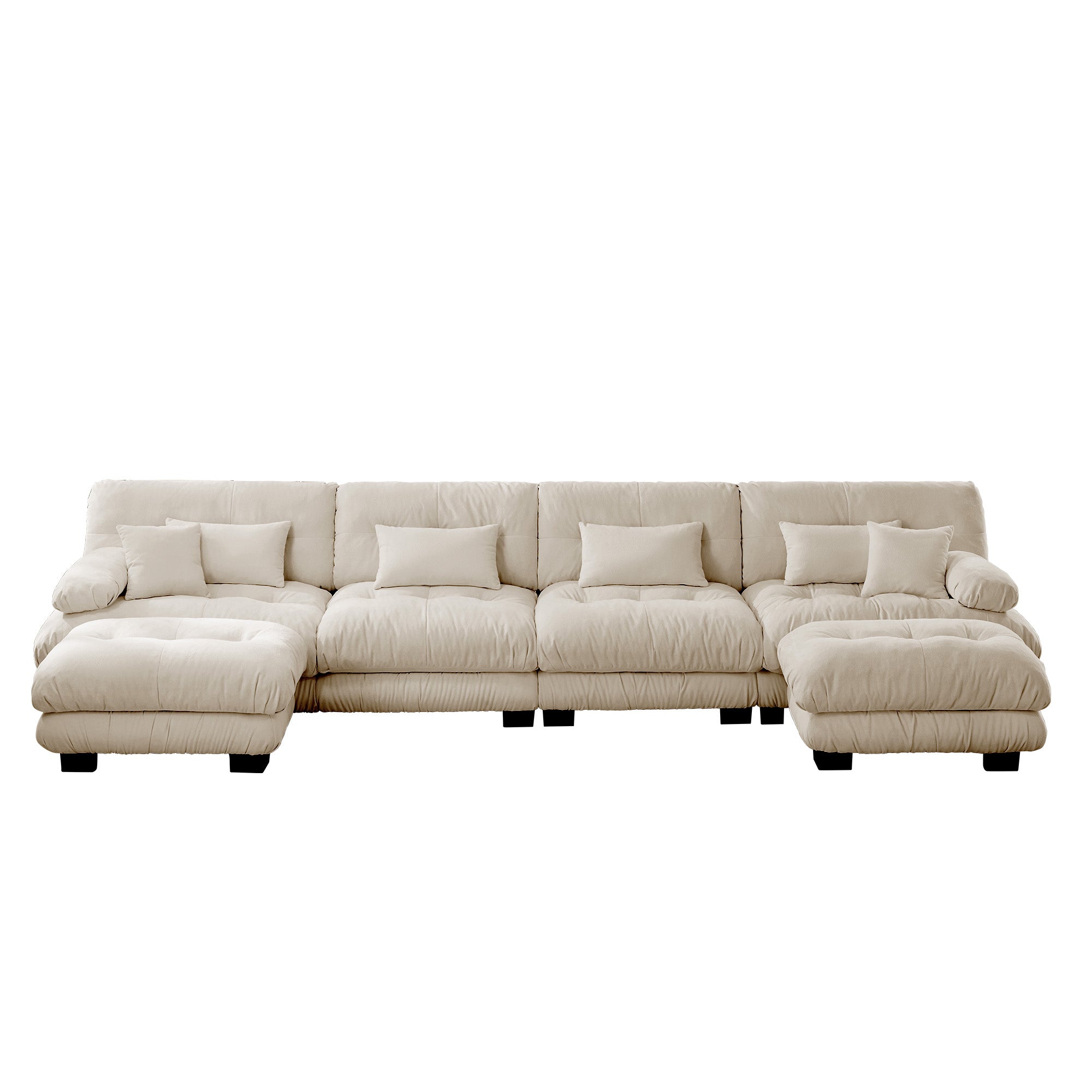 Monterey 173" Oversized Modular Chenille U-Shaped Cloud Sectional Sofa with 2 Ottomans