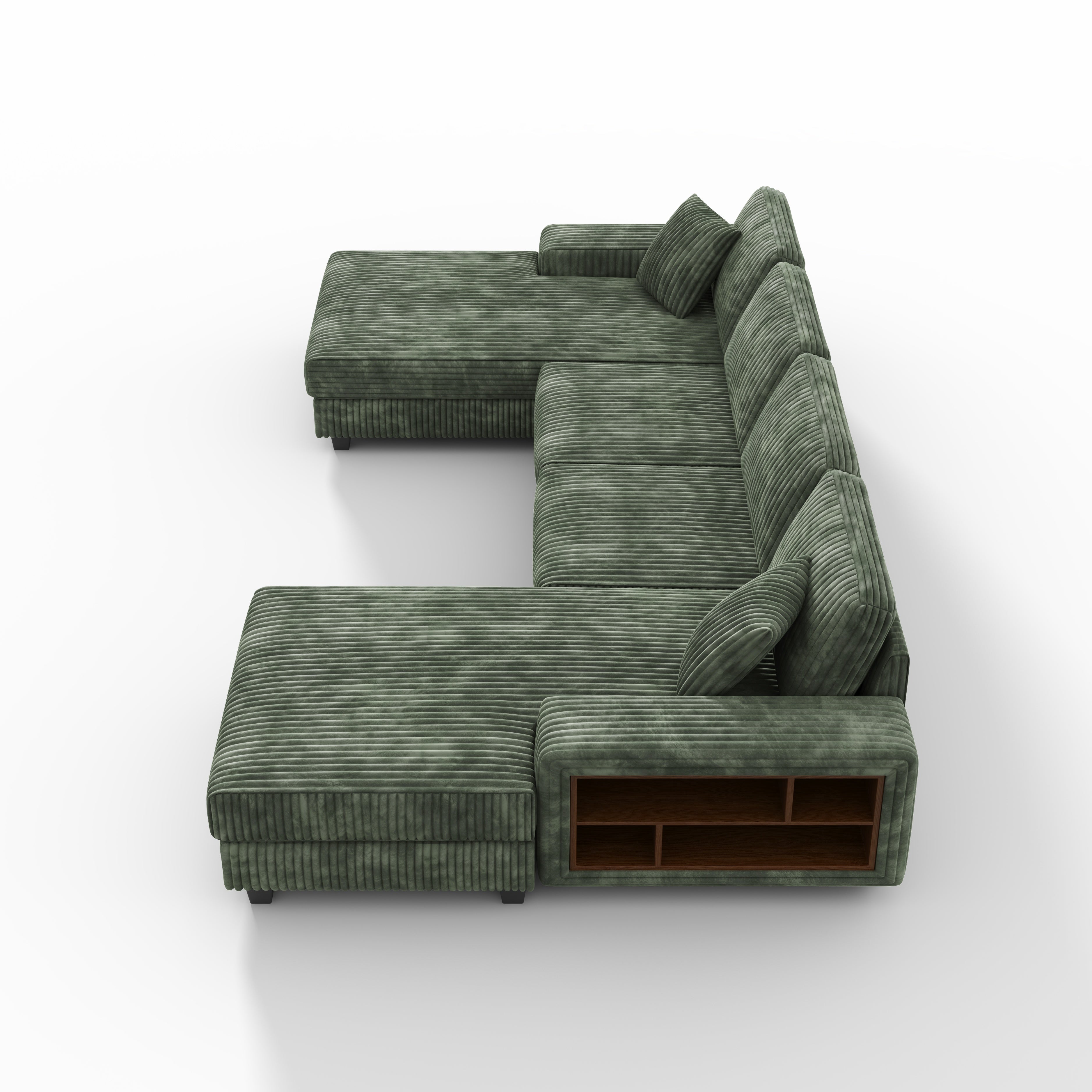 Edenleaf 137" Corduroy U-Shaped Sectional Sofa with Double Chaise & Side Storage
