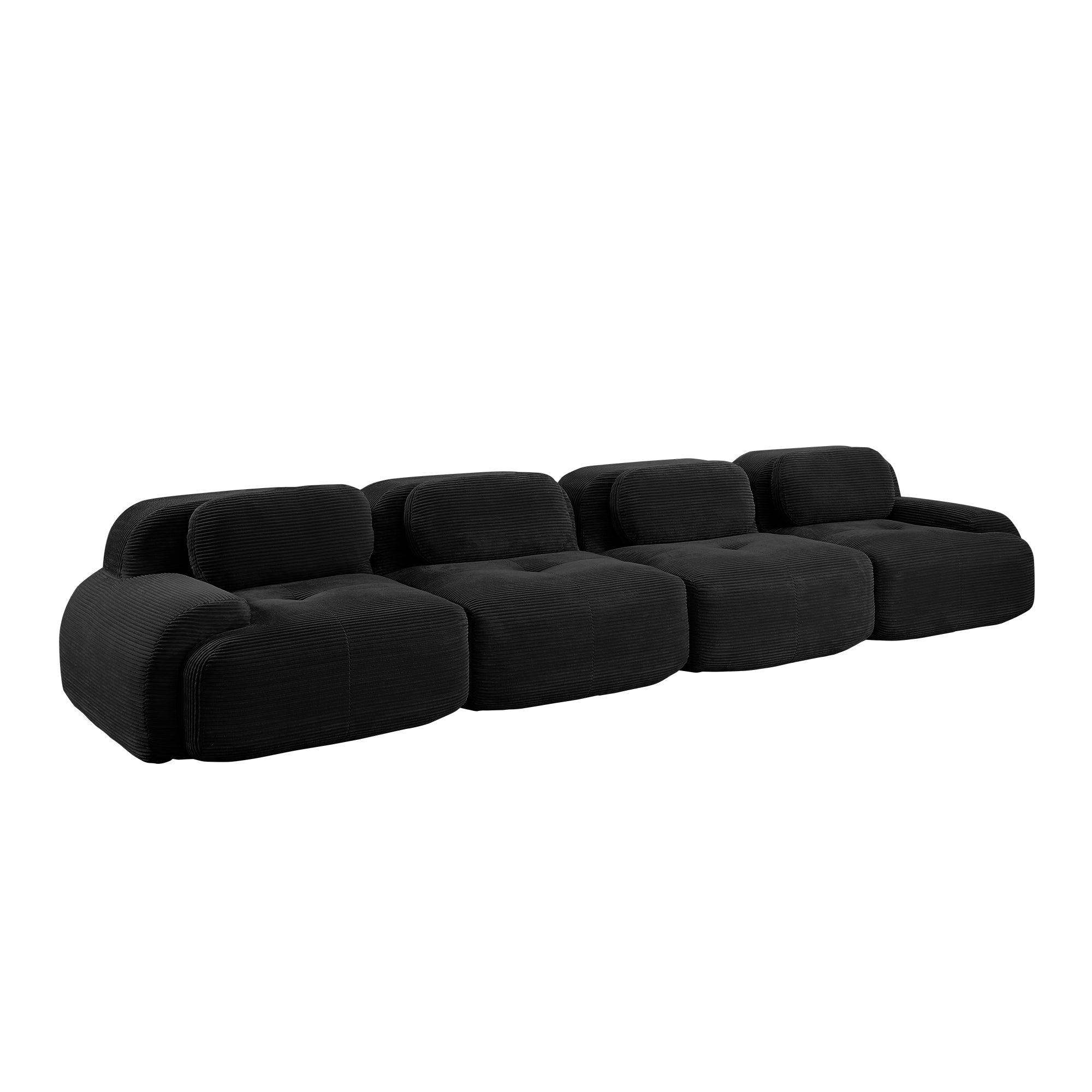 Anchorage 152" Modular Corduroy 4-Seater Sofa with Curved Armrest