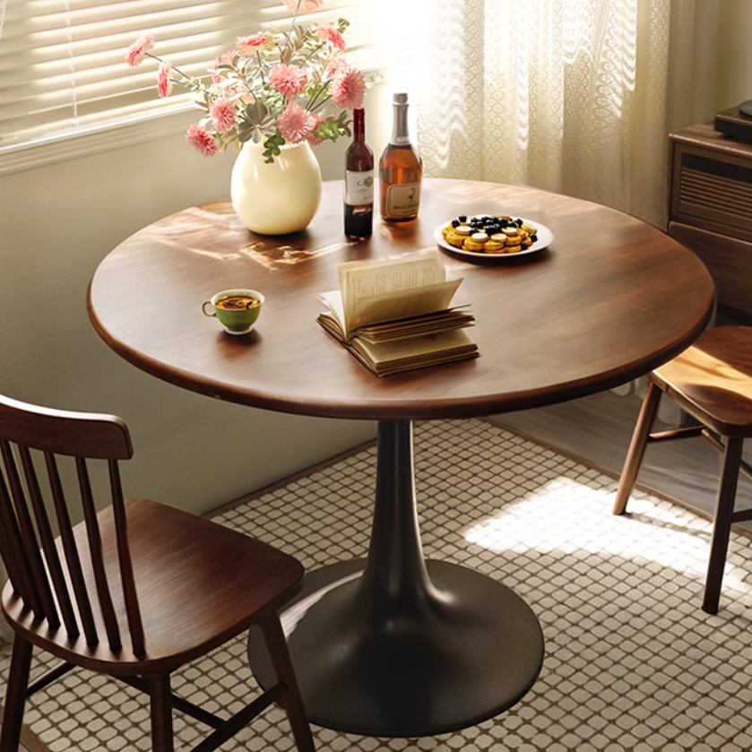 Luna 24" Mid Century Modern Round Dining Table with MDF Top and Steel Base