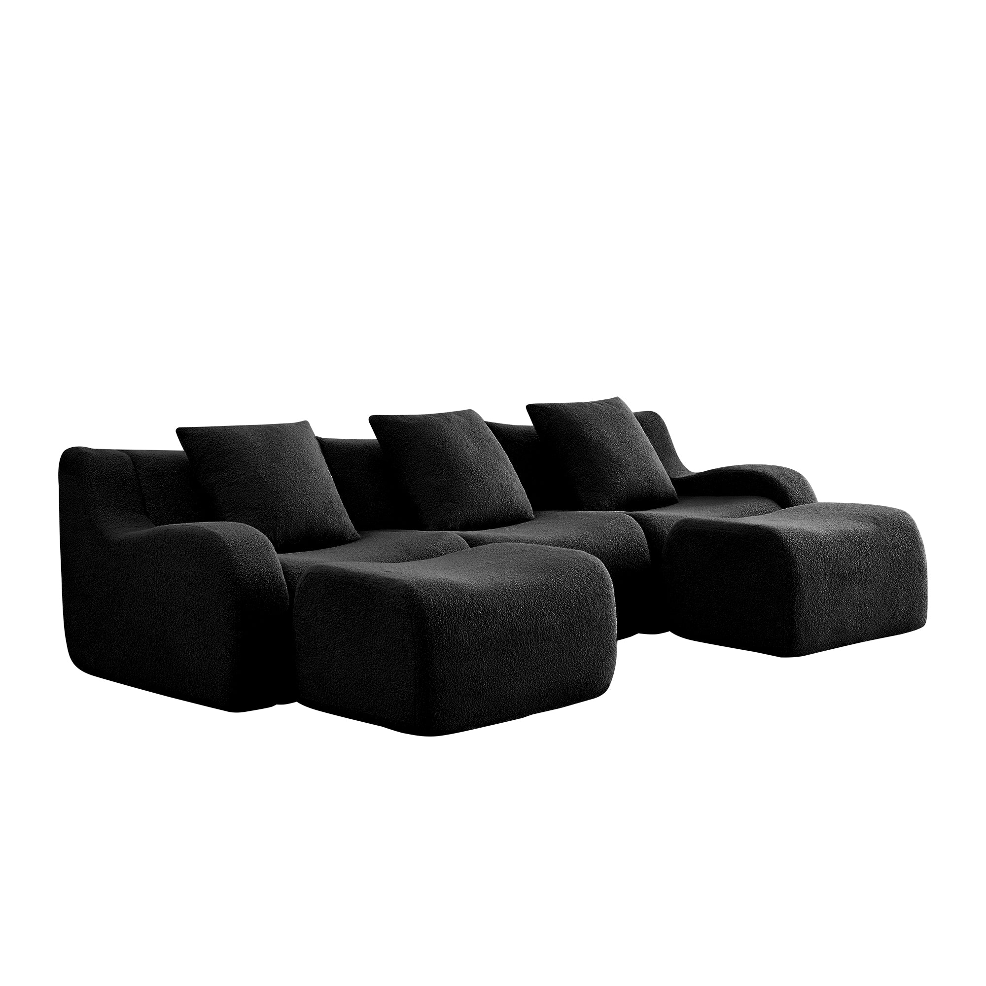 Chico 115" U-Shaped Modular Teddy Fabric U-shaped Sectional Sofa with 2 Movable Ottomans