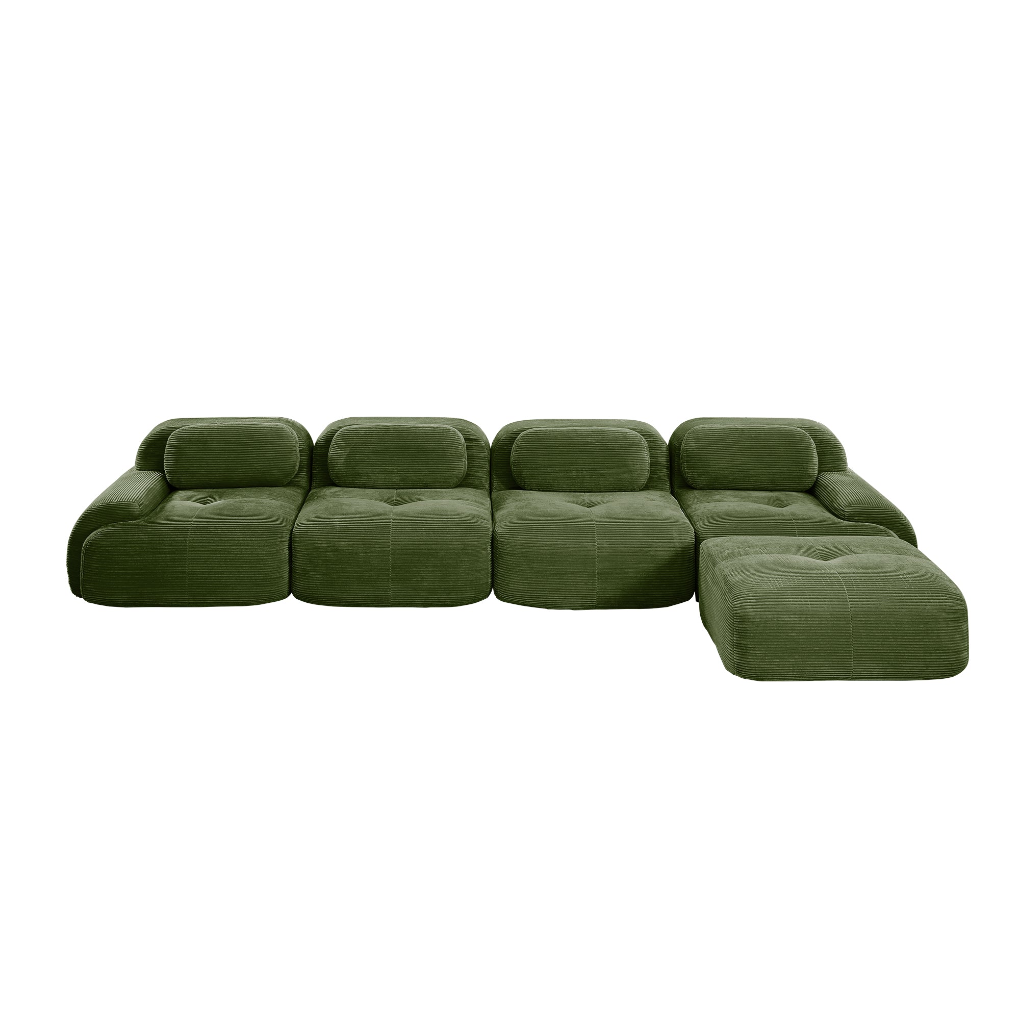 Anchorage 152" Modular Corduroy Cloud L-Shaped Sectional Sofa with Ottoman
