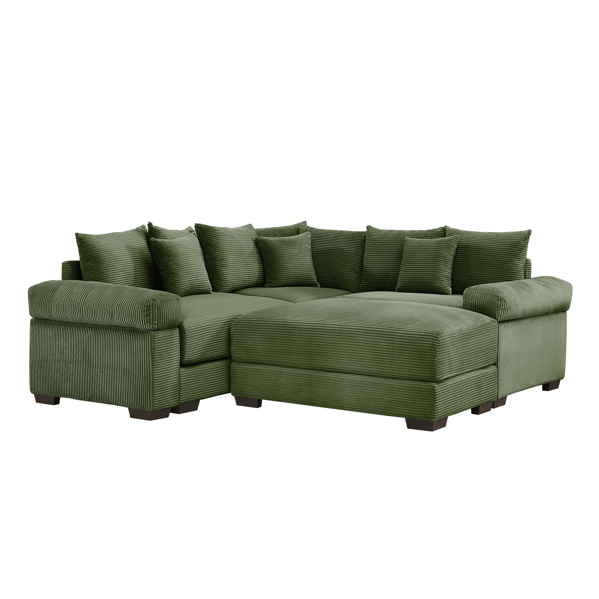 Albany 79" 4 Pieces Corduroy Modular Corner Sectional Sofa with Ottoman