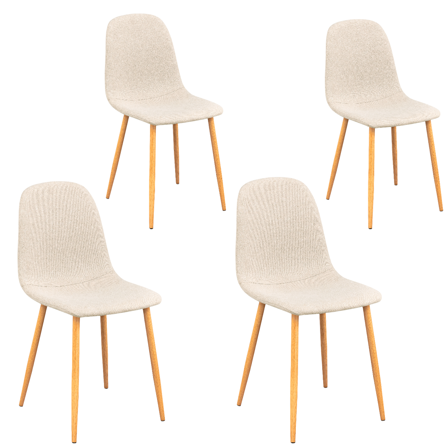 Charlton Chenille Shell Dining Chairs with Oak-Tone Legs Set of 4