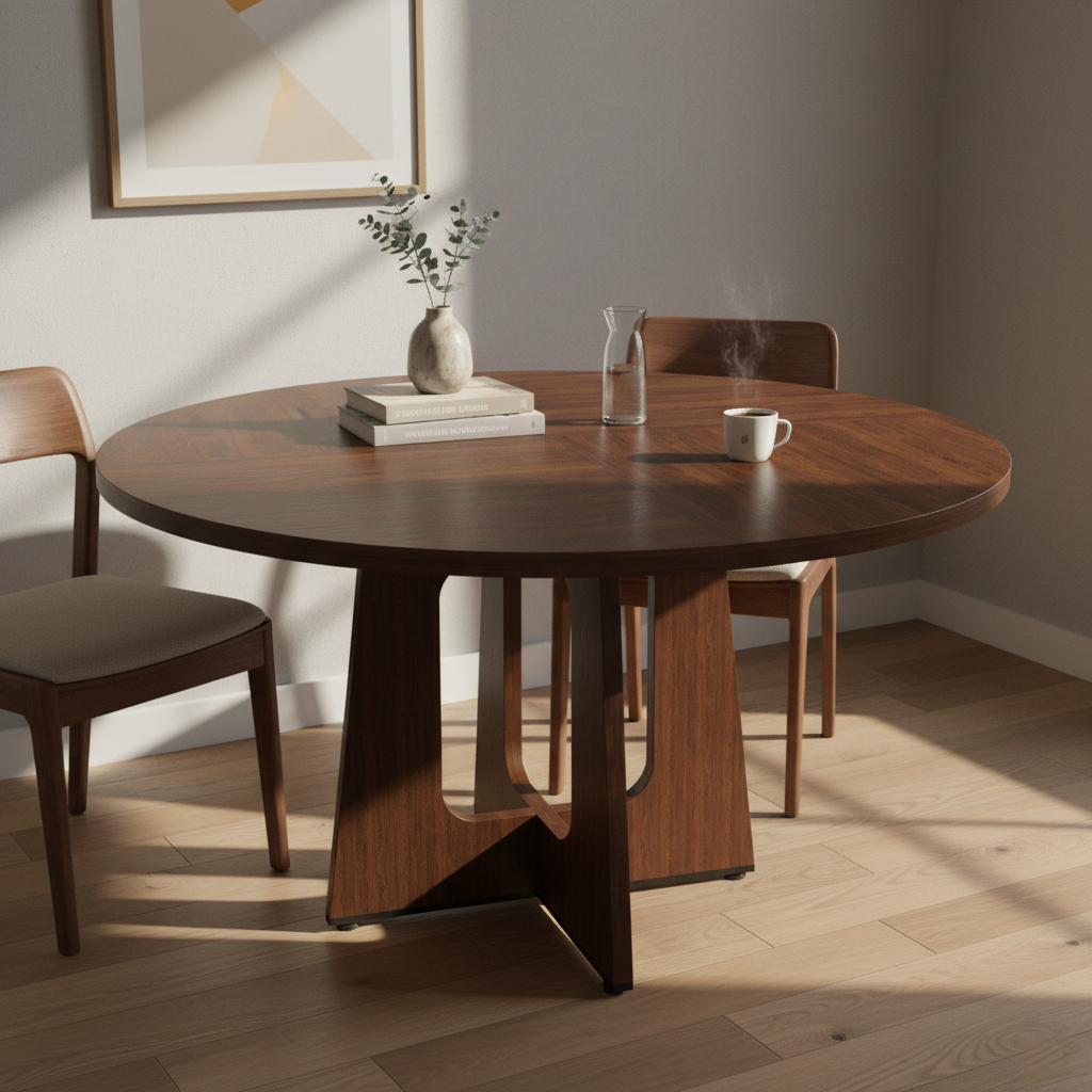 Rheia Natural Wood Dining Table, 47" Round, Seats 4