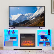 Luma 58" Modern Wood Electric Fireplace TV Stand with LED Lights White