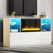 Ravine 75" Modern High Gloss Electric Fireplace TV Stand with LED Lights White