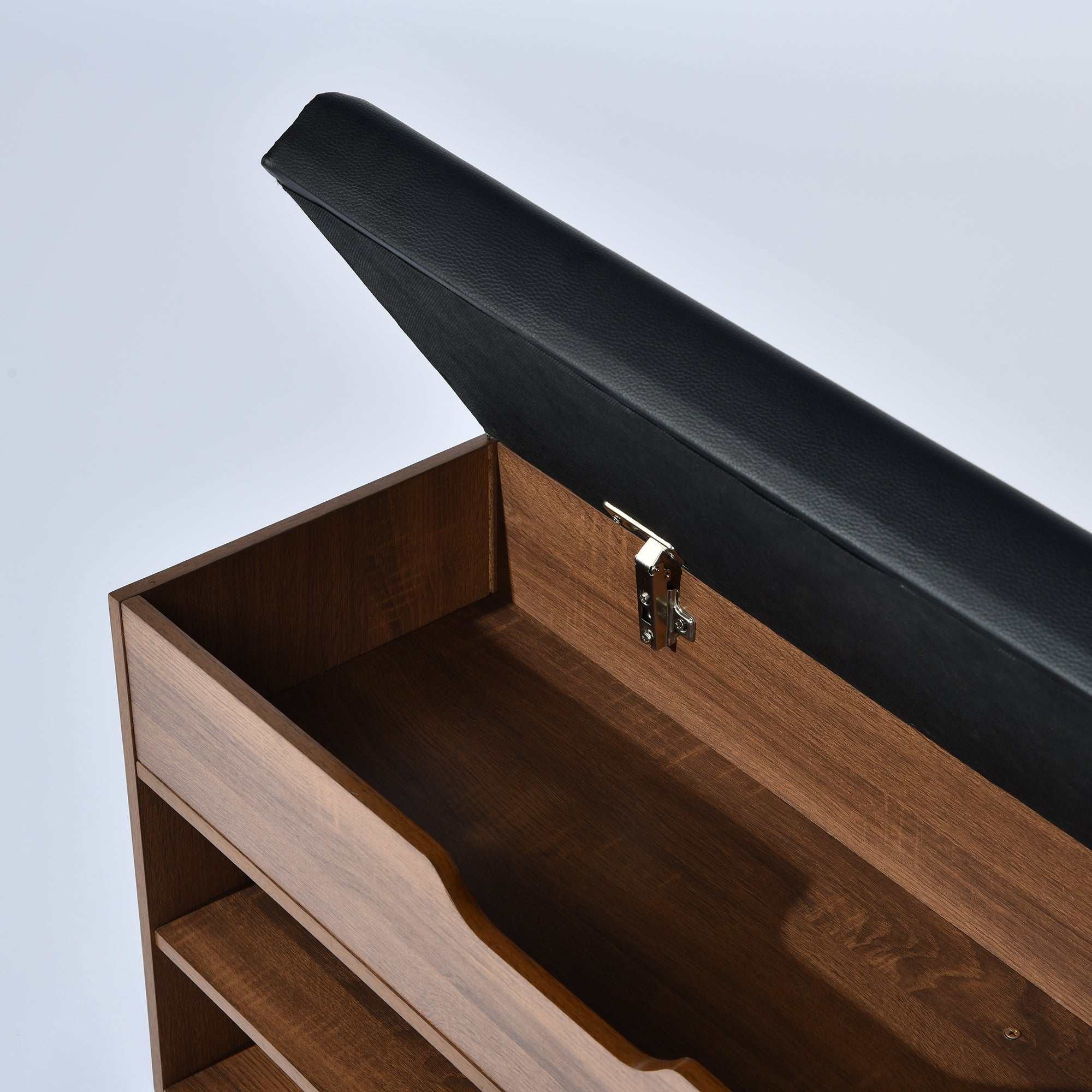 Homy Casa ERNEST 31.5” BROWN Shoe Storage Bench Open Box
