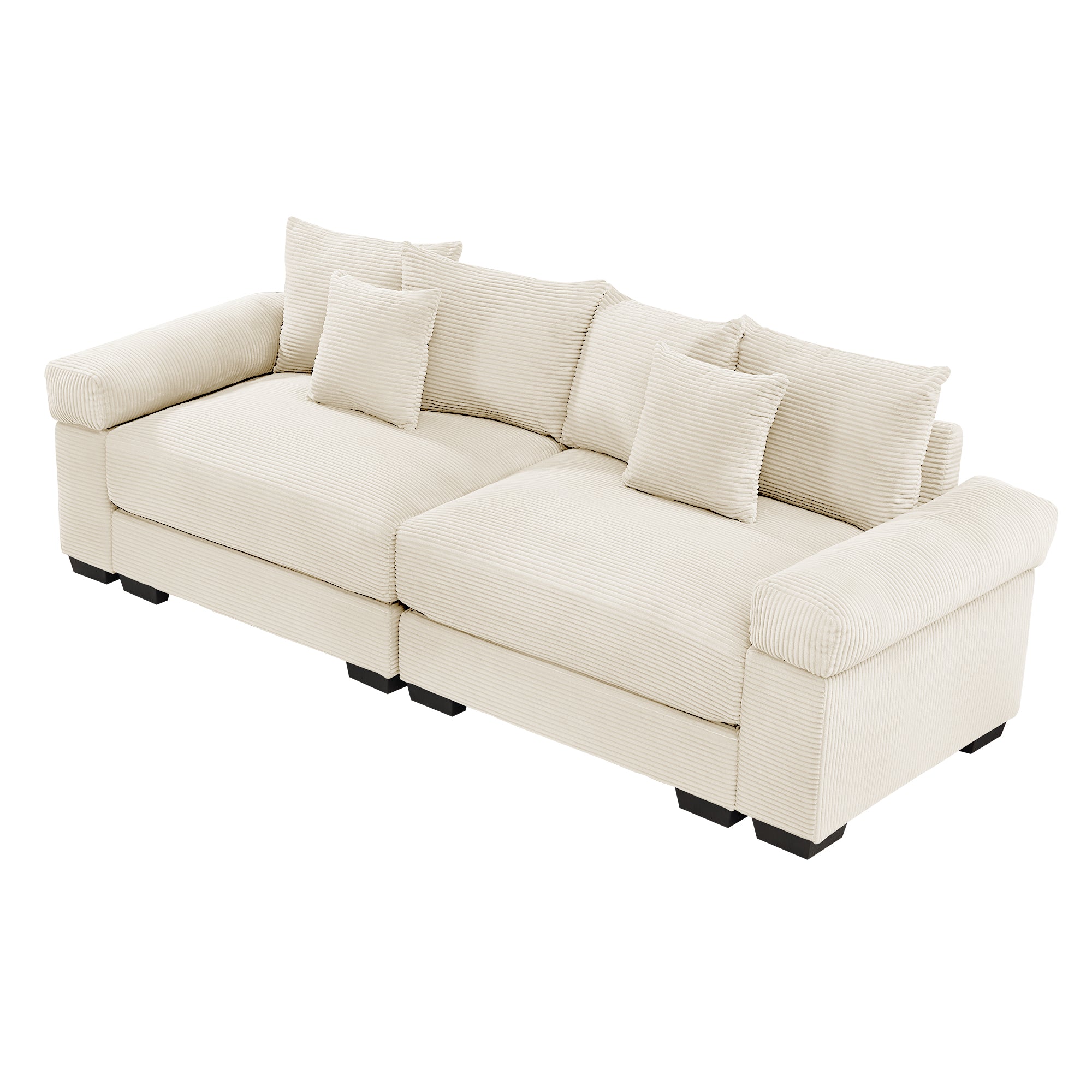 Albany 92" Modular Corduroy Cloud 3-Seater Sofa with Extra-Wide Armrests