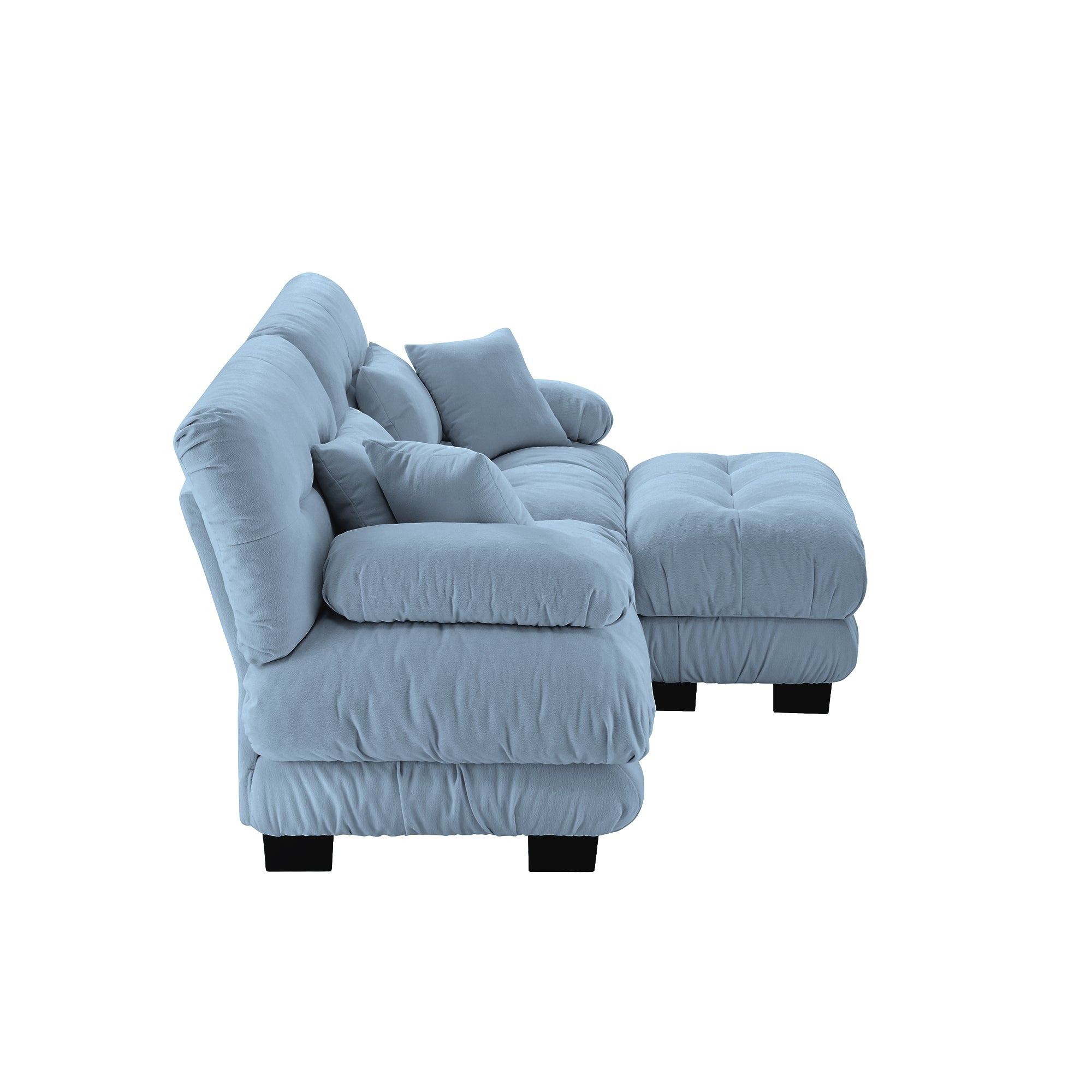 Monterey 94" 3 Piece L Shaped Modular Sofa Set, Velvet Deep Seat 5-Seater Sofa with Ottoman