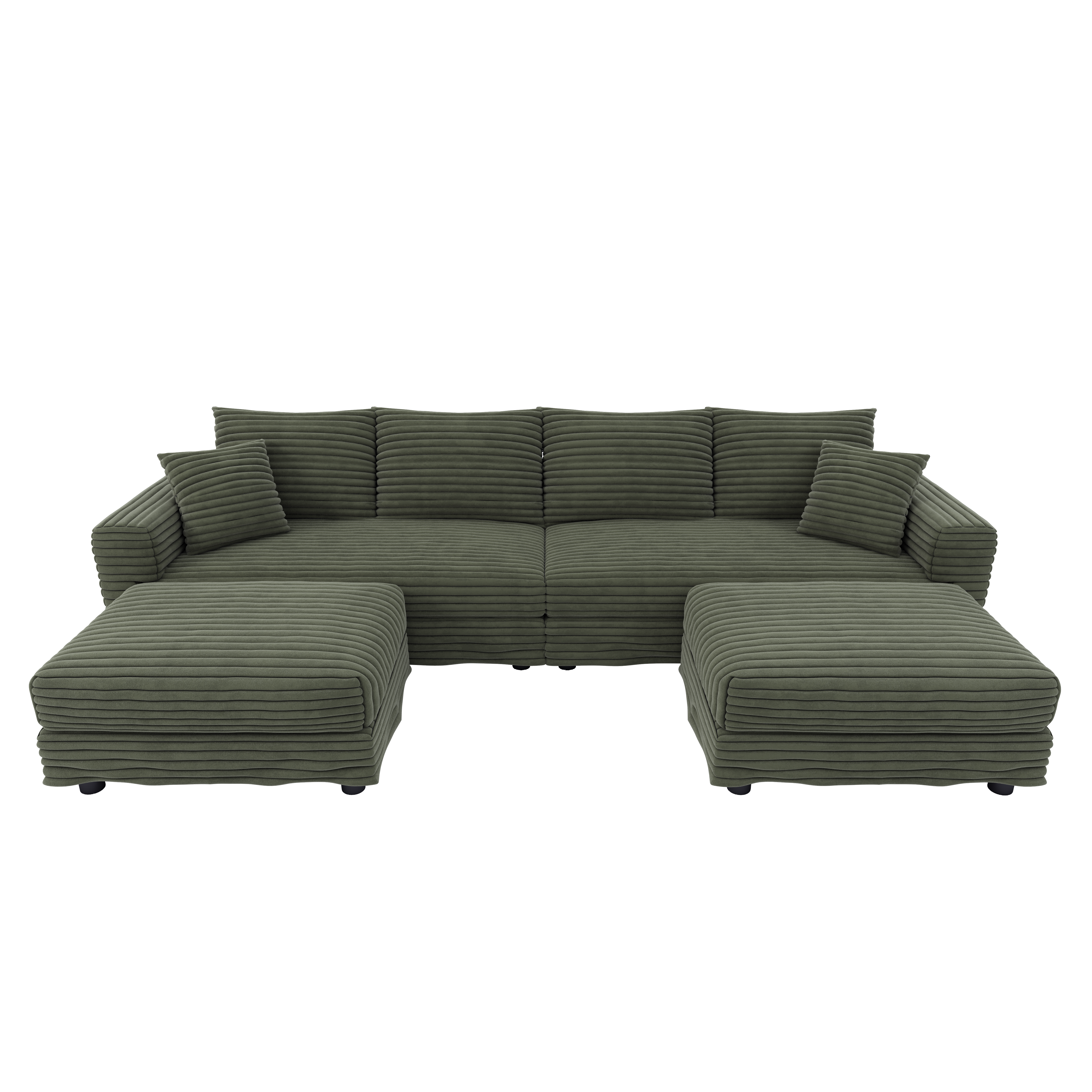 Norwalk 102" Modular Plush Corduroy U-Shaped Sectional Sofa with 2 Movable Ottomans
