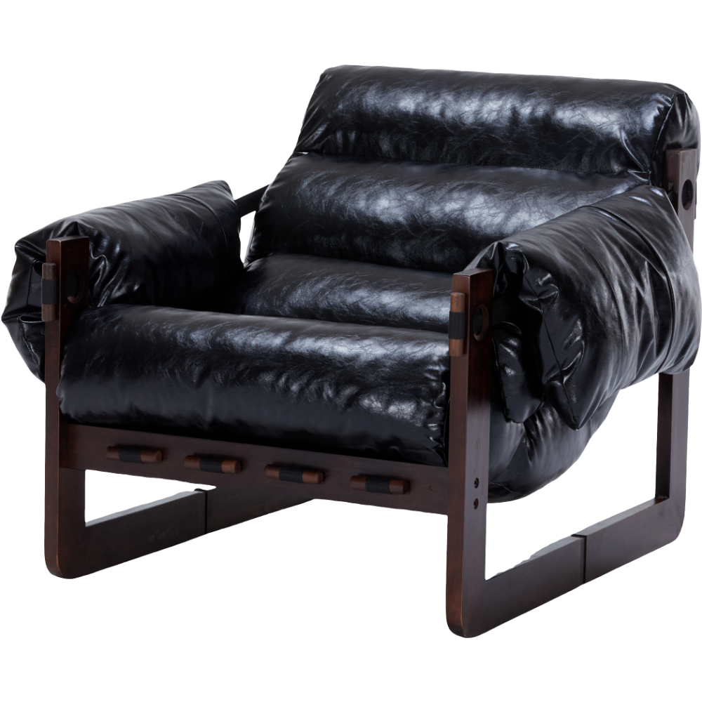 Ravena Modern Vintage Leather Lounge Chair with Removable Armrests