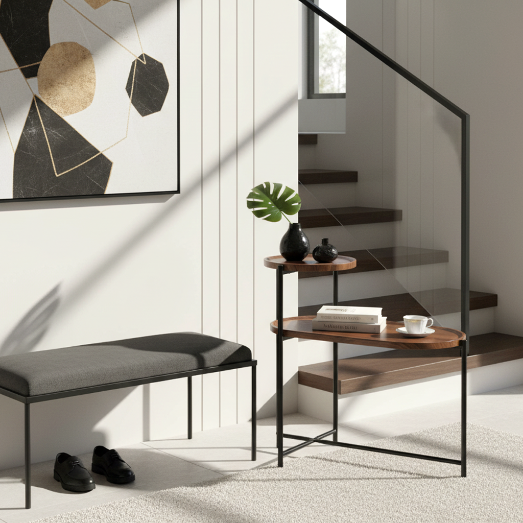 River 2‑Tier Side Table, Walnut