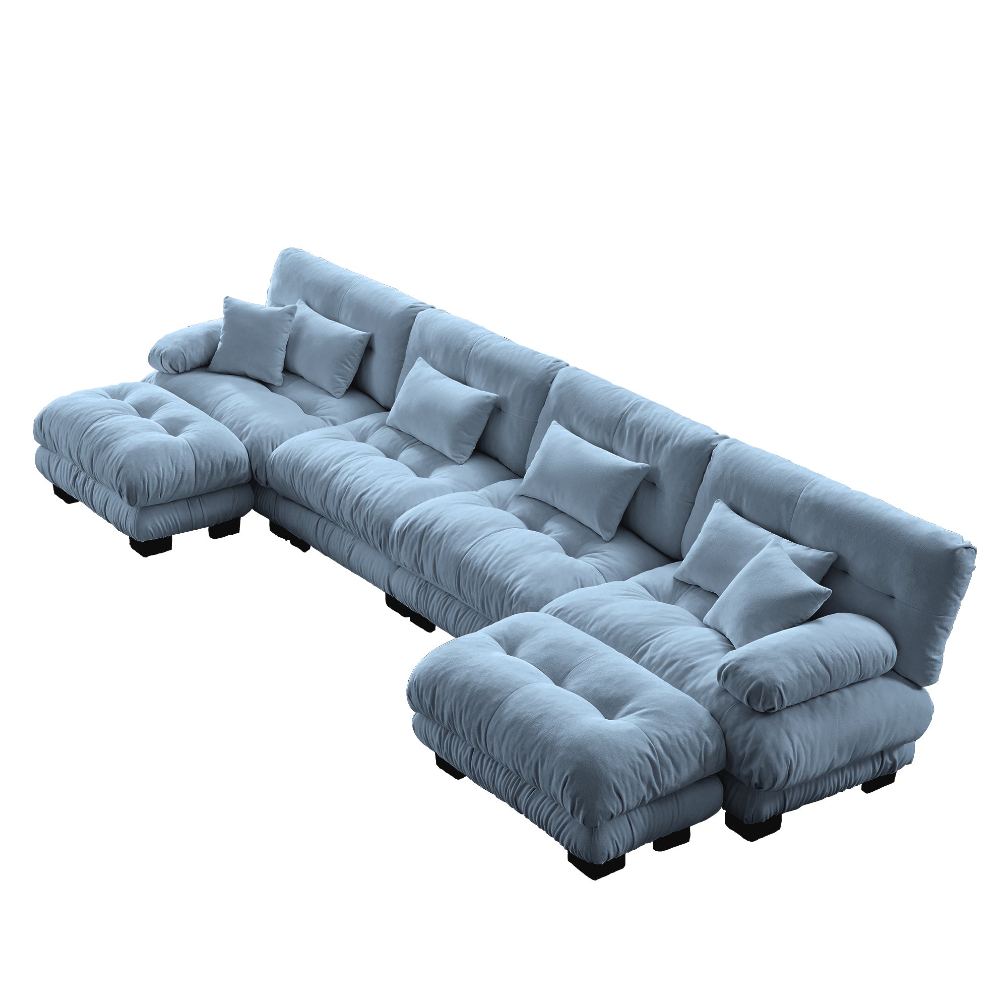 Monterey 173" Oversized Modular Chenille U-Shaped Cloud Sectional Sofa with 2 Ottomans