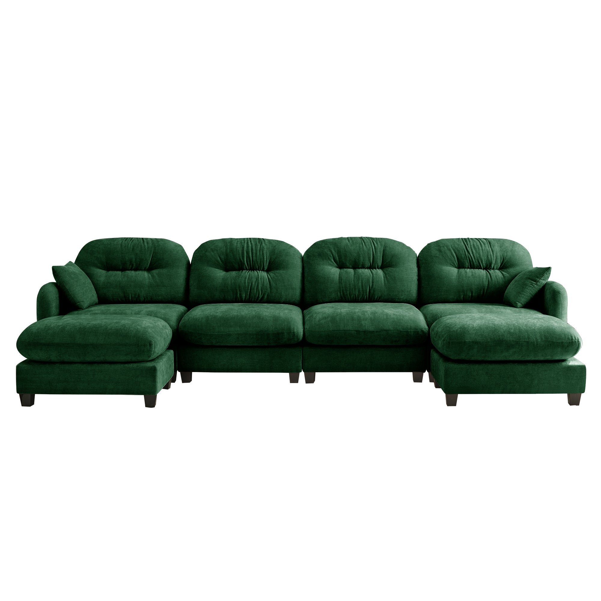 Roselyn 140" Modular Chenille U-Shaped Sectional Sofa with Ottoman and Tufted Cushion Backrest