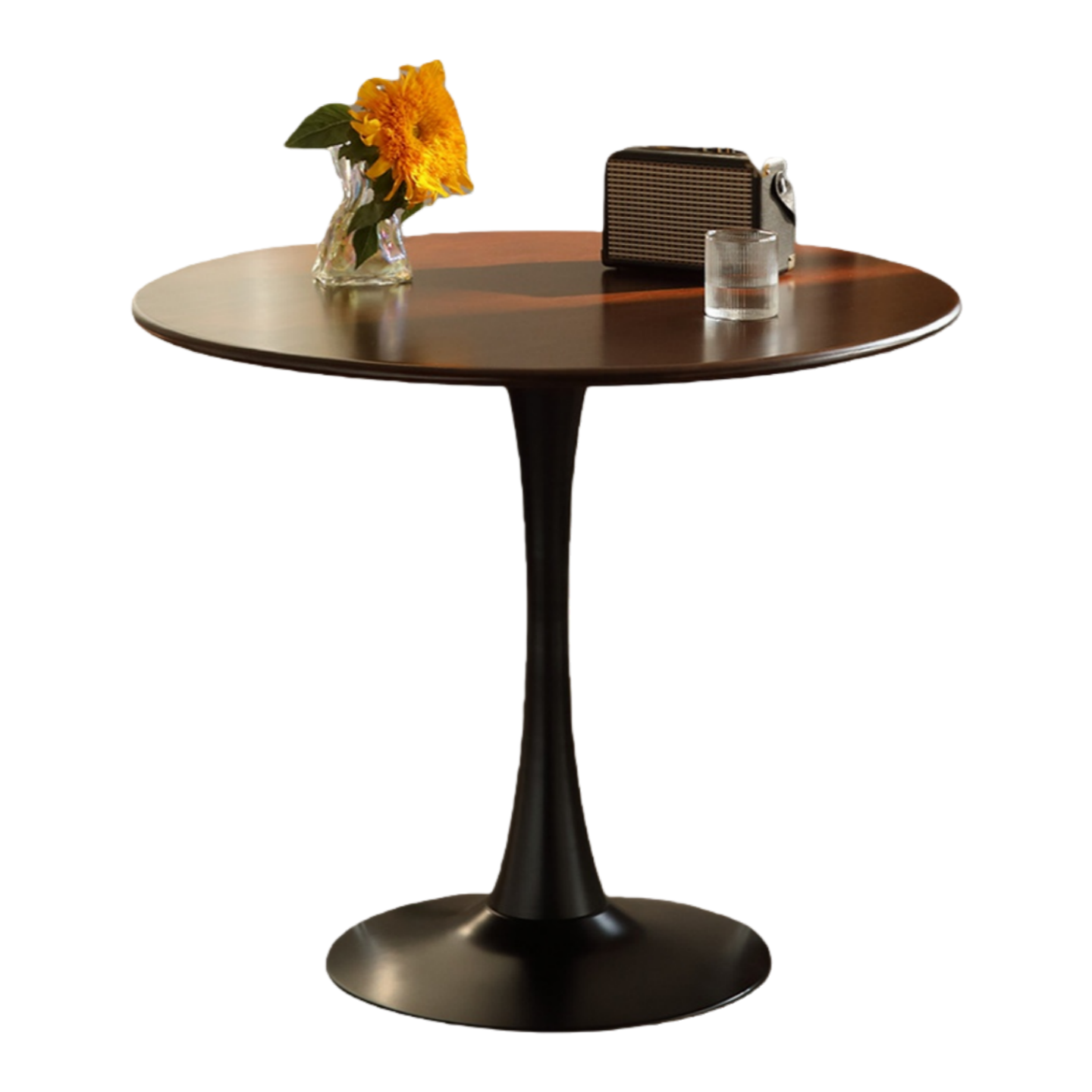 Luna 24" Mid Century Modern Round Dining Table with MDF Top and Steel Base