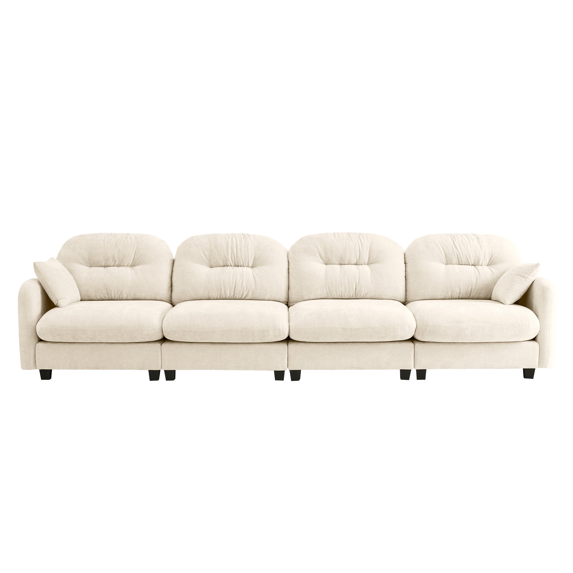 Roselyn 140" Modular Chenille Cloud 4-Seater Sofa with Tufted Cushion Backrest and  Pillows