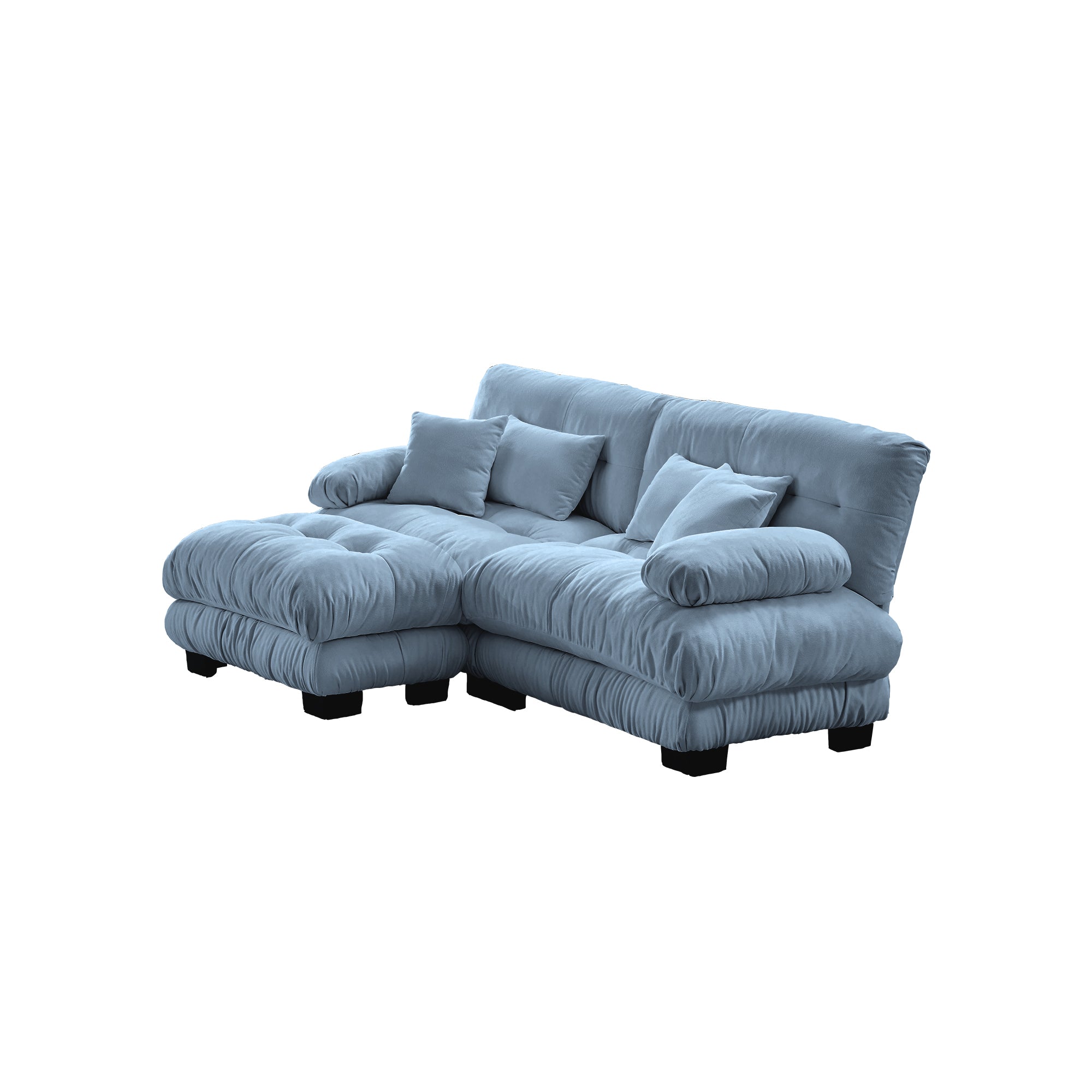 Monterey 94" 3 Piece L Shaped Modular Sofa Set, Velvet Deep Seat 5-Seater Sofa with Ottoman