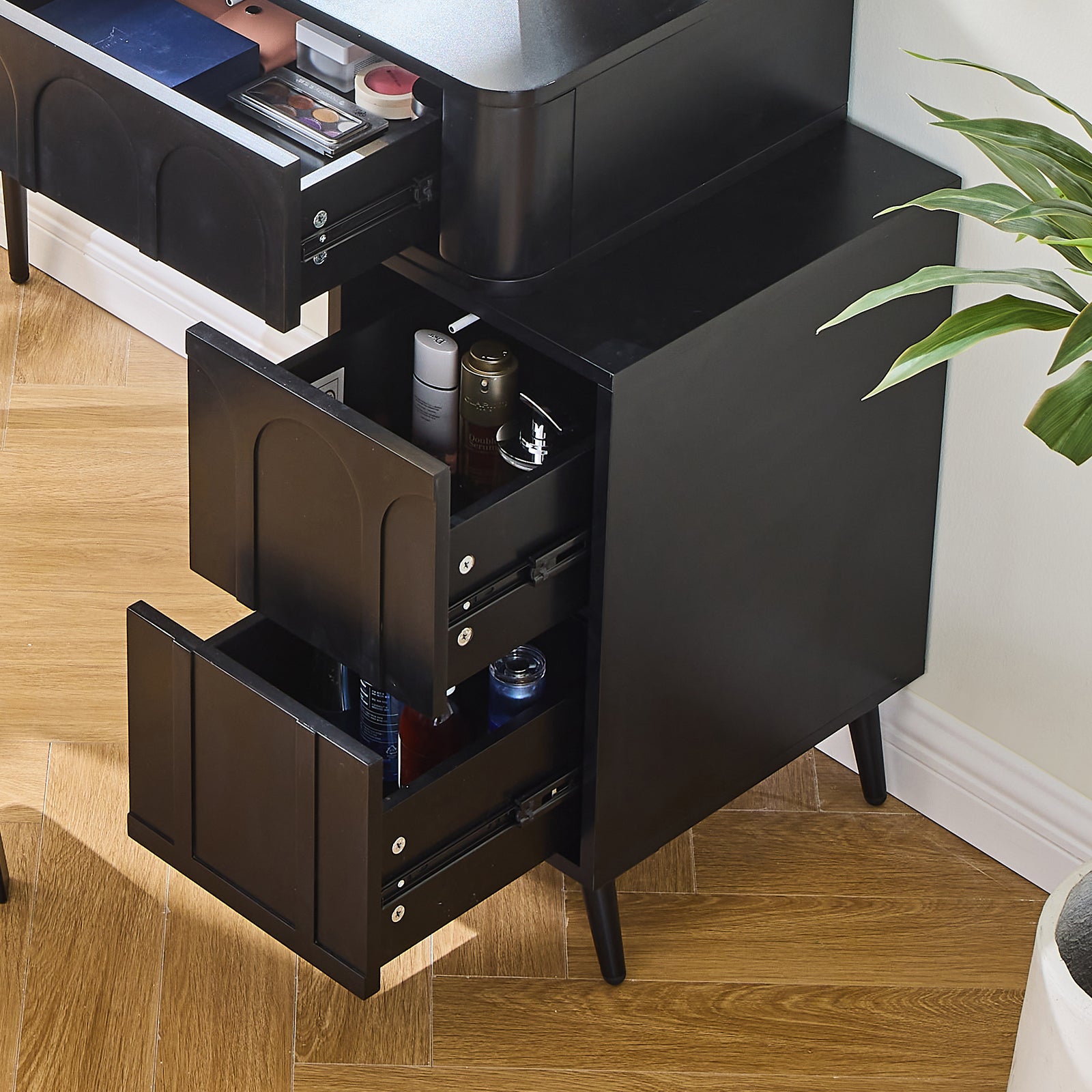 Aalena Modern Vanity Table Set with LED Lighted Mirror