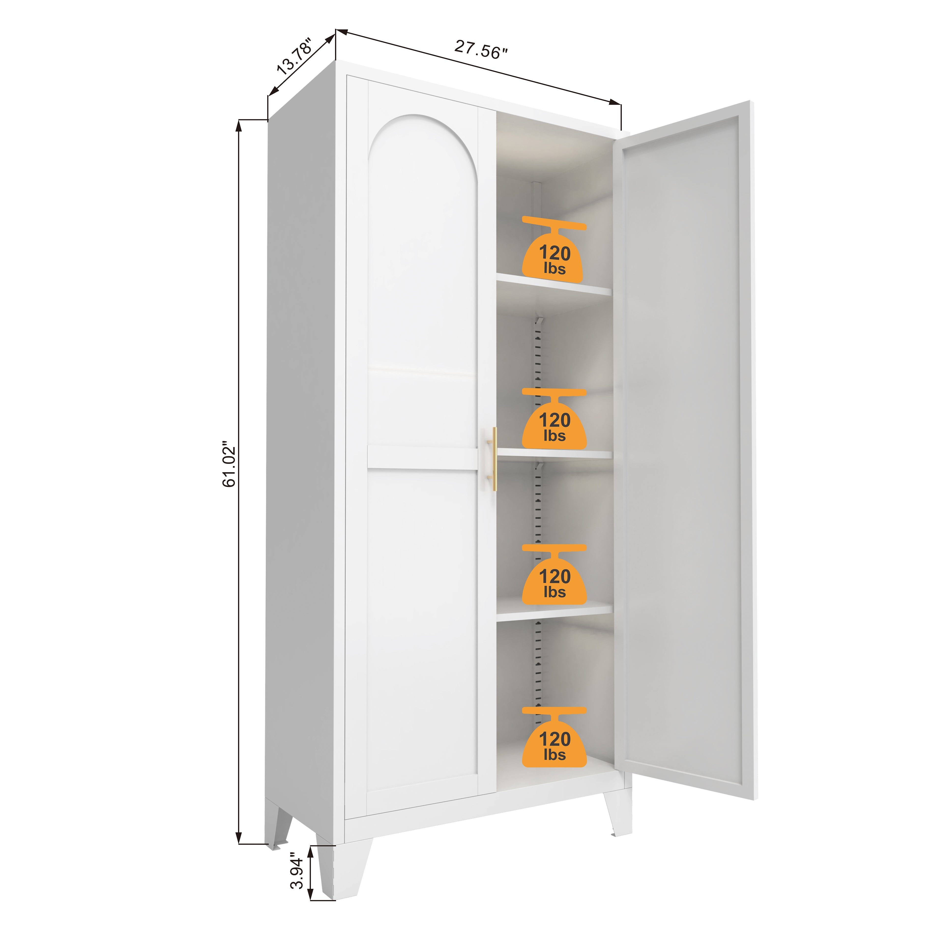 Elva 61" Storage Cabinet with Adjustable Shelves