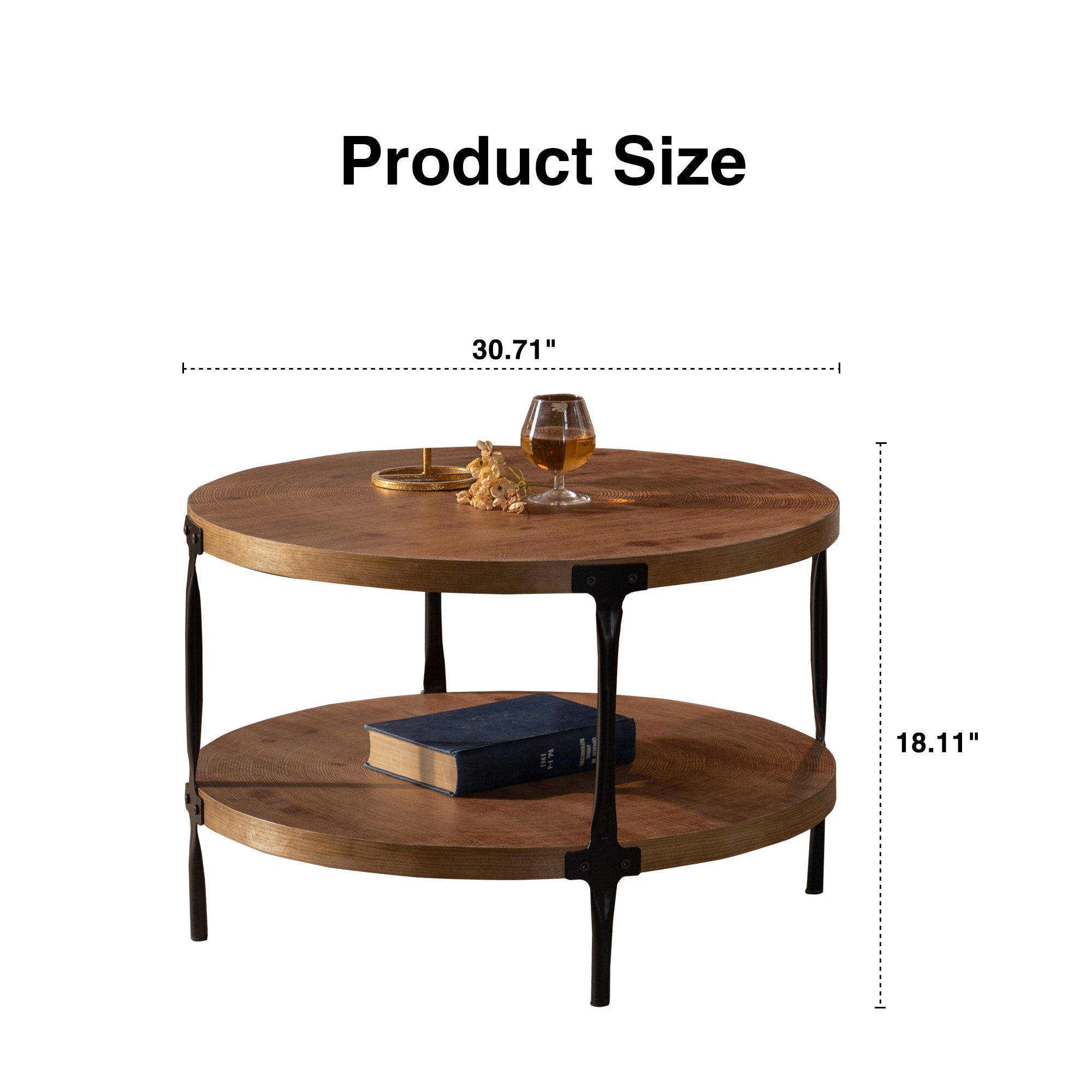 Lugano Round Coffee Table with 2 Tier Storage