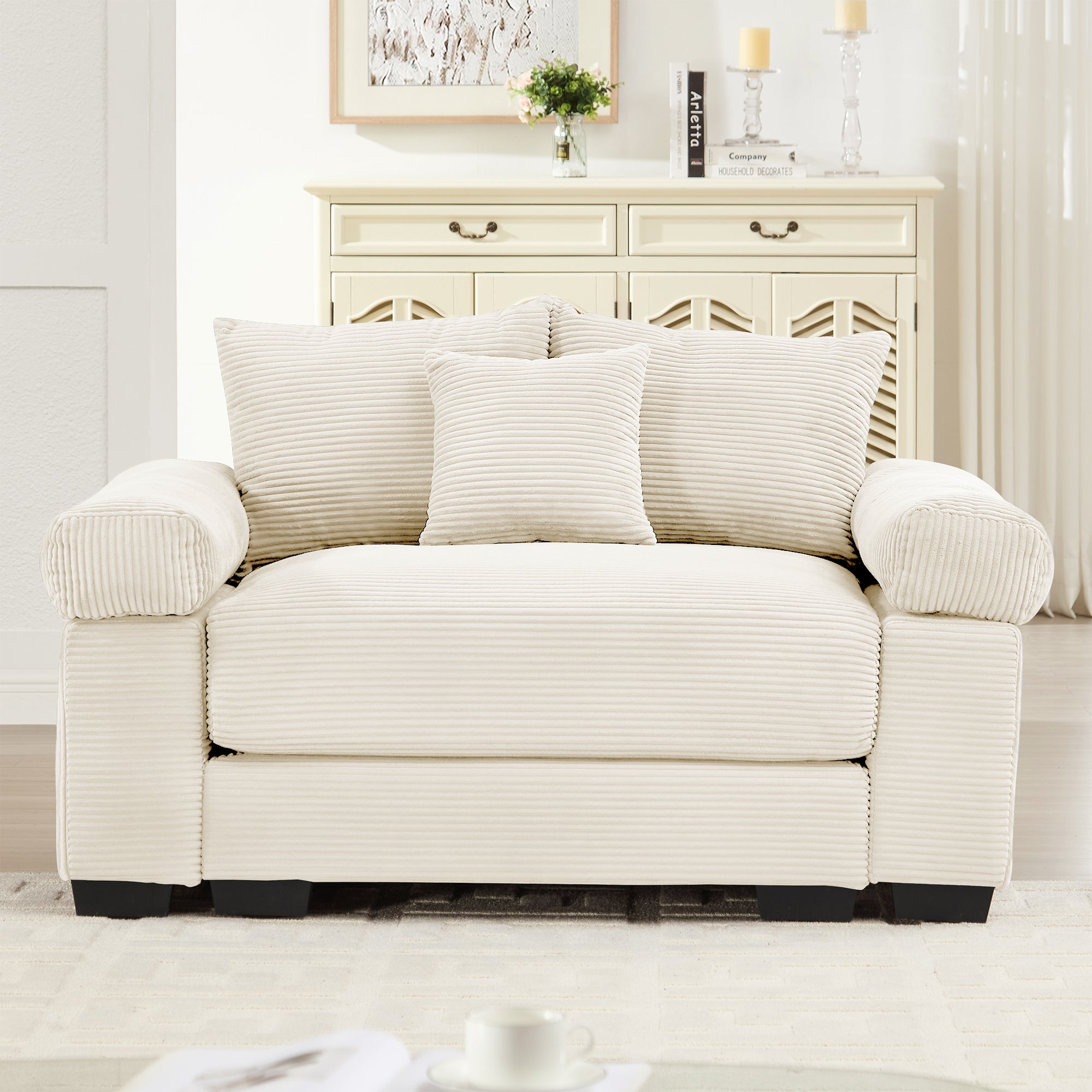 Albany 54.3" 1 Piece Oversized Corduroy Modular Armchair