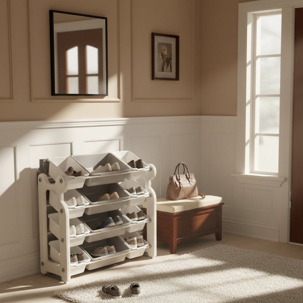 Nestly Multi-Bin Toy Organizer Cabinet, Grey/White