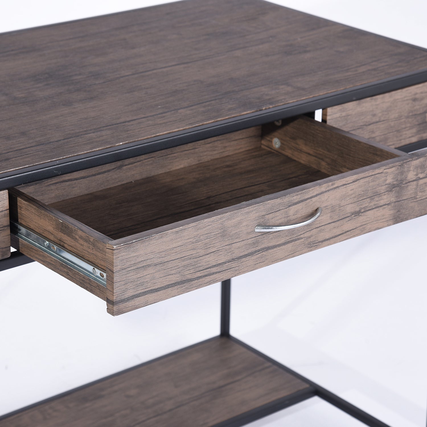 Homy Casa BLACKBURN 43.3” Industrial Desk with Drawer Computer Table Storage Shelf Vintage Brown Open Box