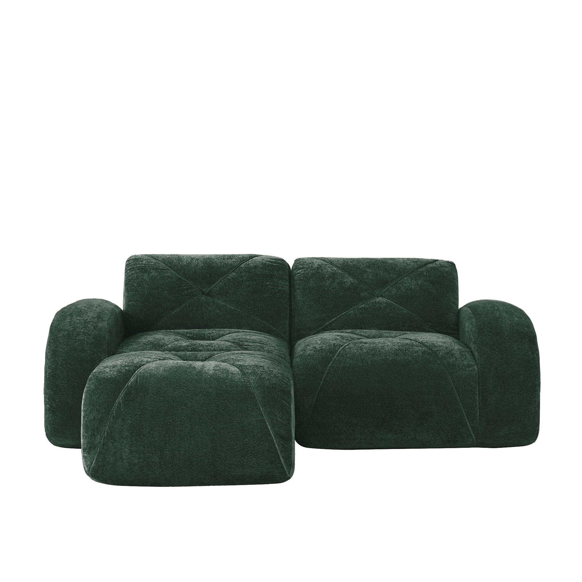 Aven 80" Modular Velvet Cloud L-Shaped Sectional Sofa with Ottoman and Curved Armrests