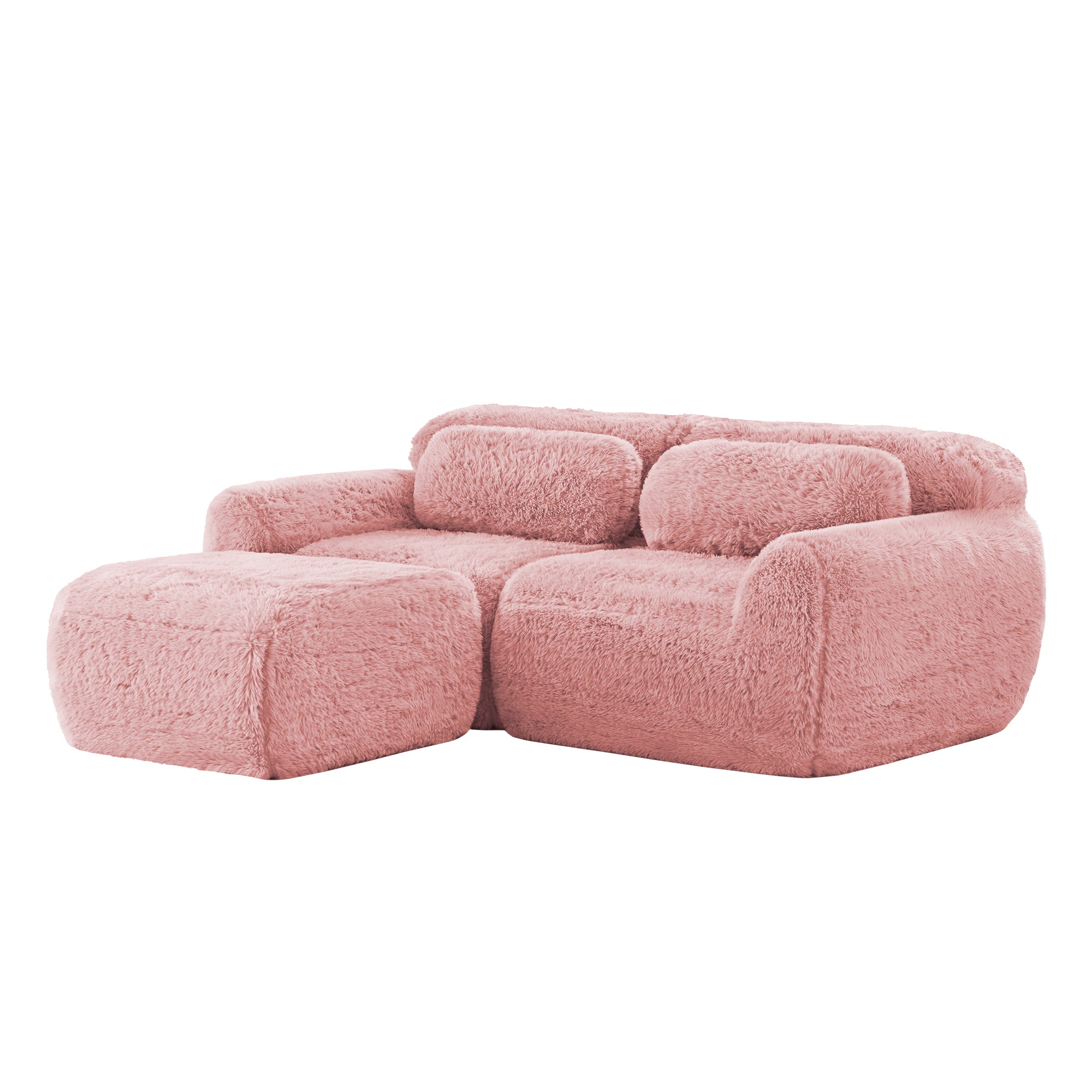 Durham 80" Modular Plush Cloud L-Shaped Loverseat Sofa with Ottoman