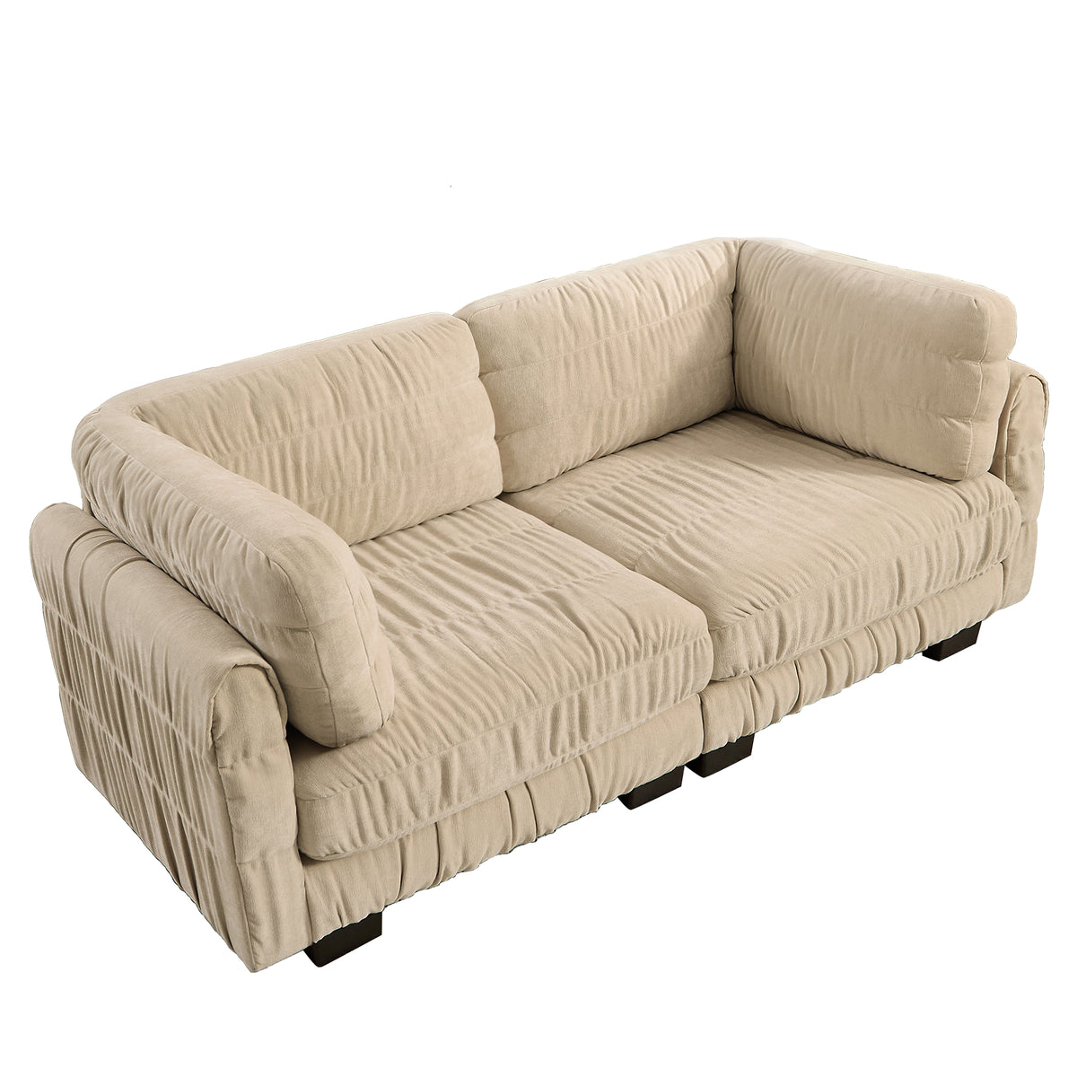 Reston 79" Modular Chenille Loveseat Sofa with Ruched Detailing