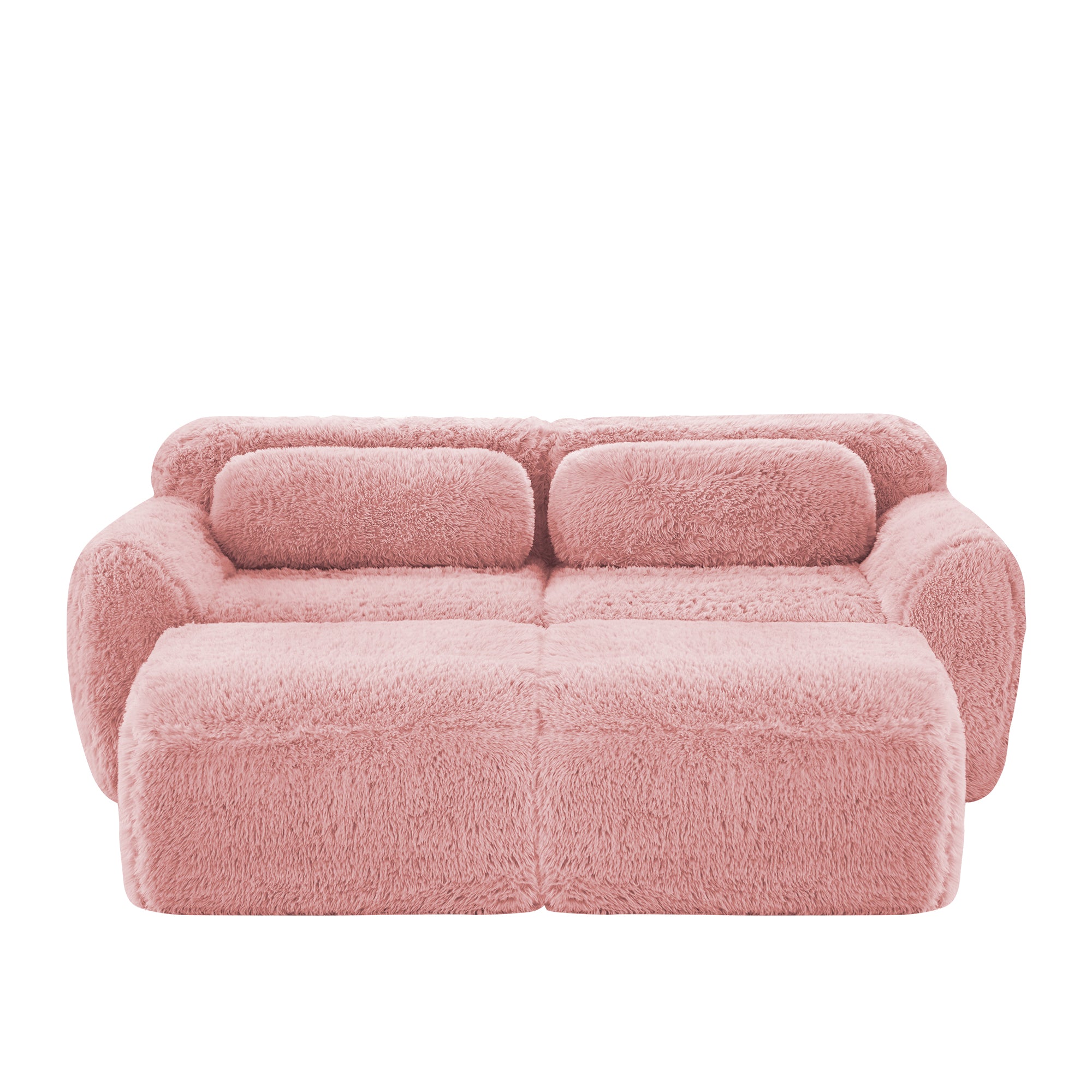 Durham 80" Modular Plush Cloud Loveseat with 2 Ottomans