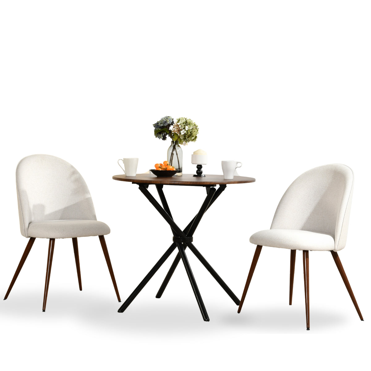 Fontana 3 Piece Brown Dining Table Set with 2 Haven Upholstered Chairs