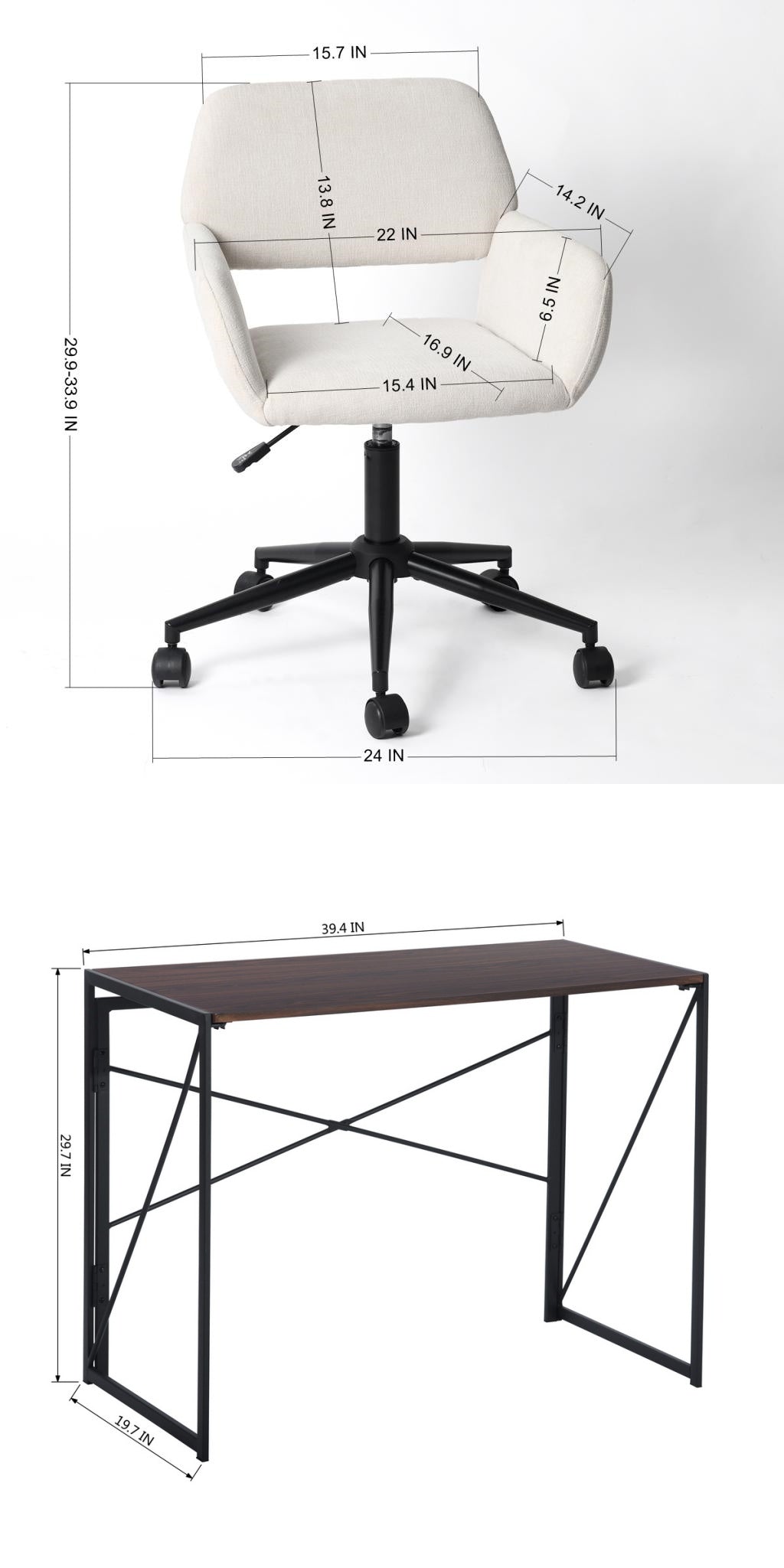 Harper Walnut & Ross Beige Home Office Set