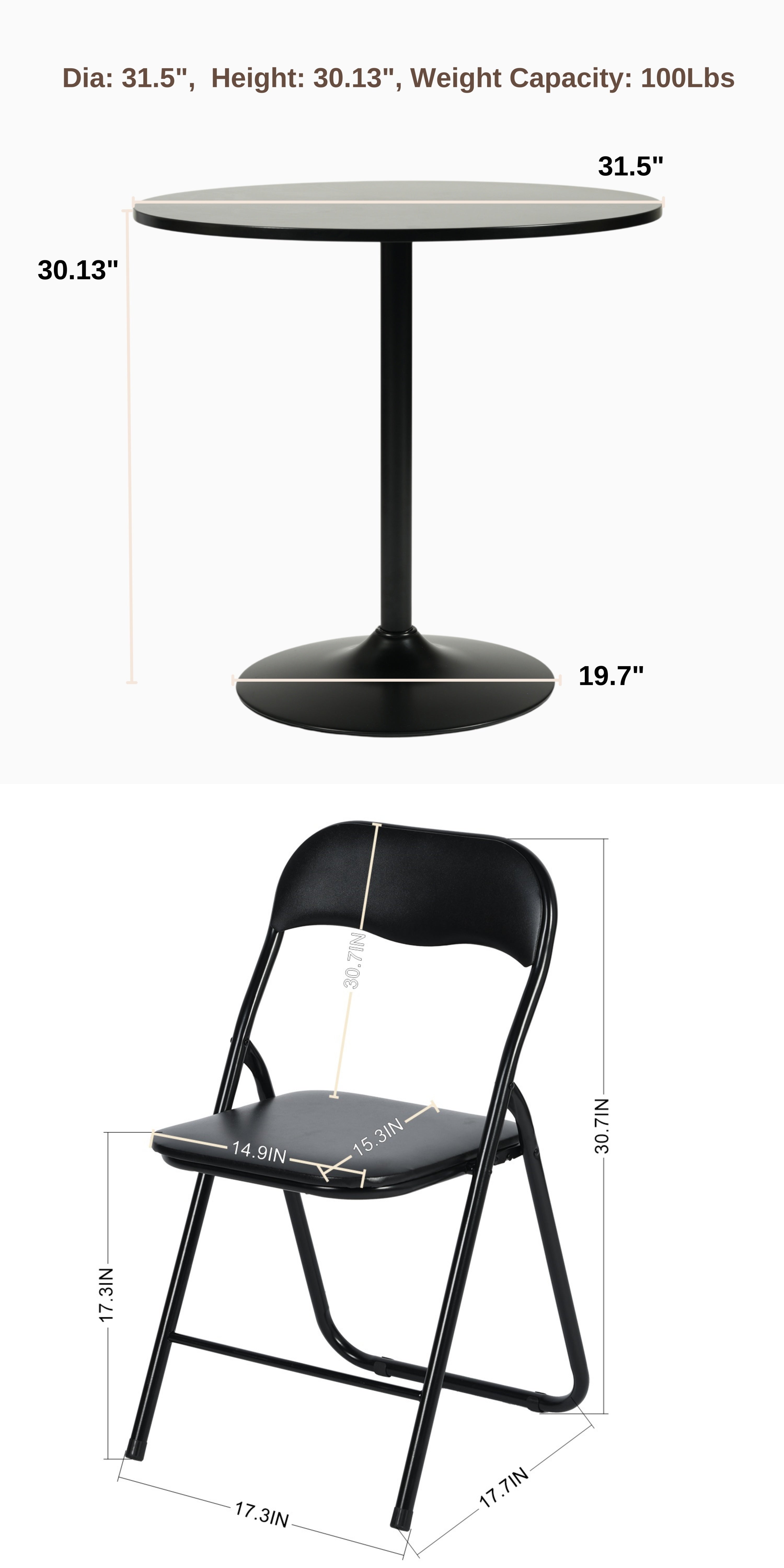 Clift 3 Piece Black & Mango Dining Set