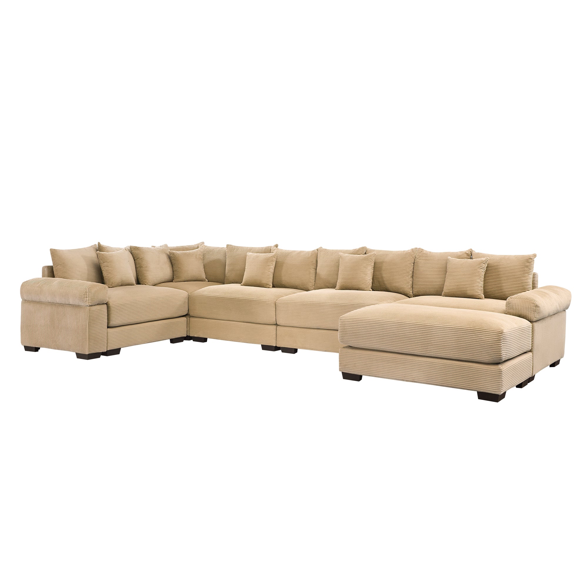 Albany 155" Modular Corduroy Oversized Cloud U-Shaped Sectional Sofa with Ottoman