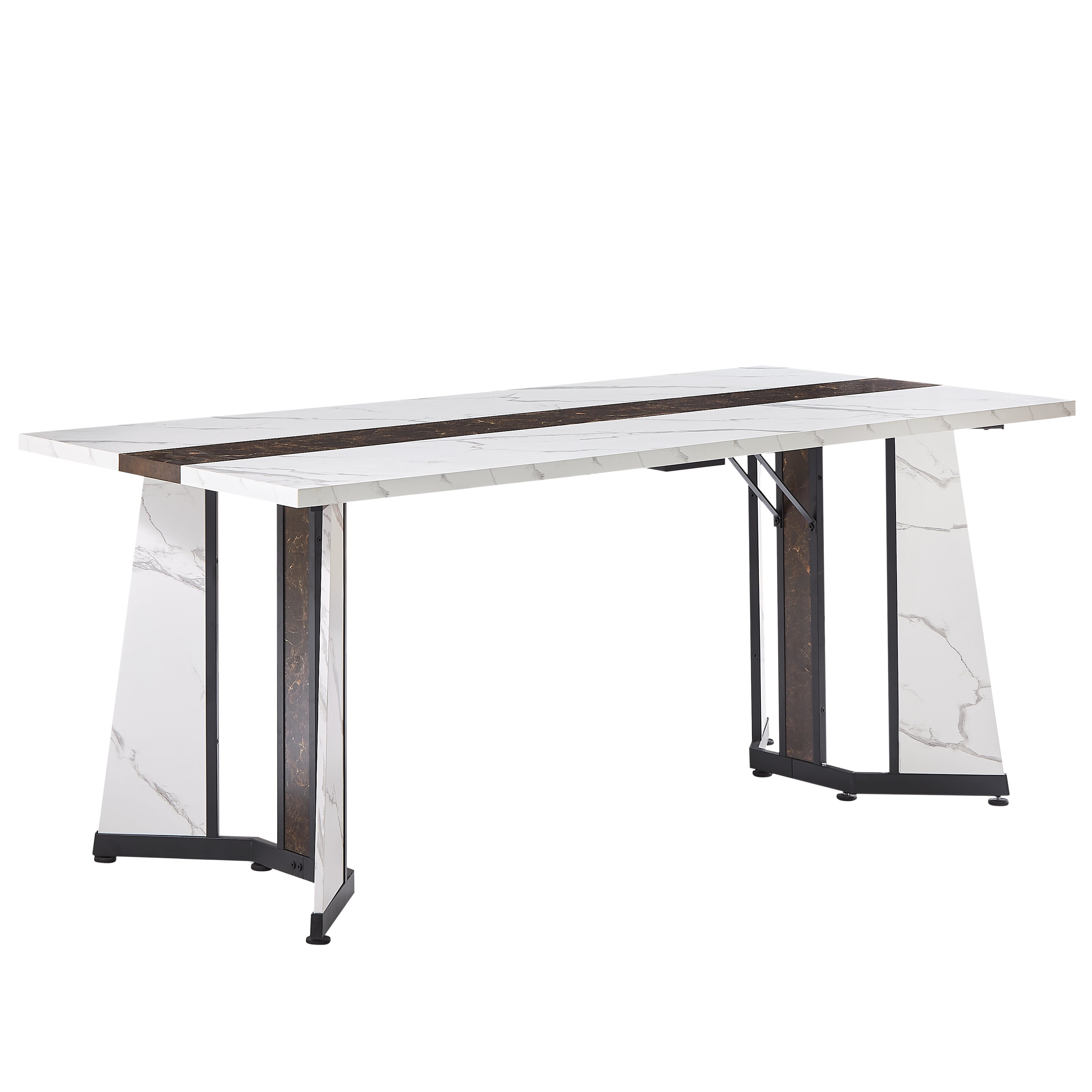 Arden 70.9" Modern White Marble Dining Table for 8 People with Adjustable Legs