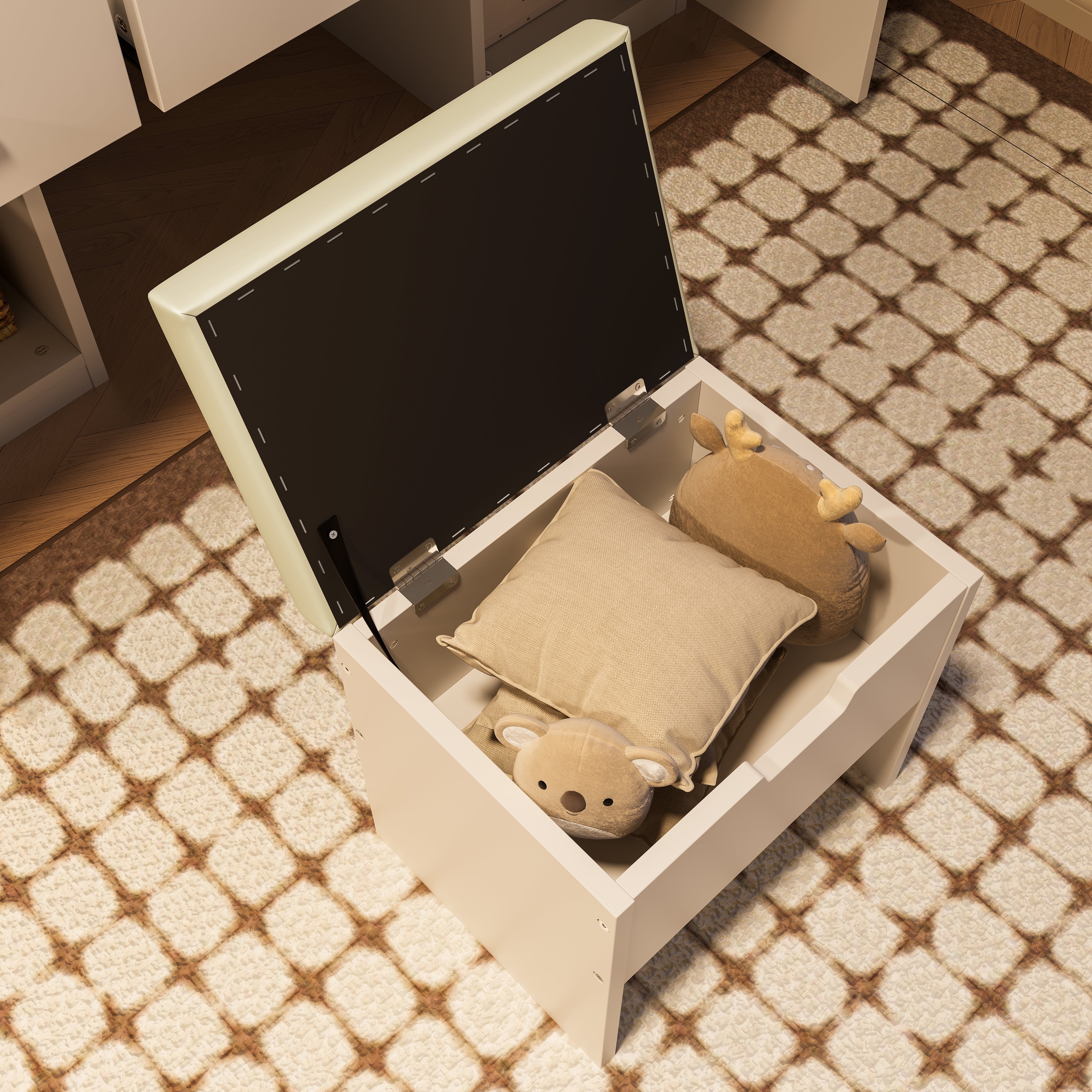 Homy Casa Kiruna 41" Modern Vanity Table Set with Sliding LED Mirror and Charging Station, White