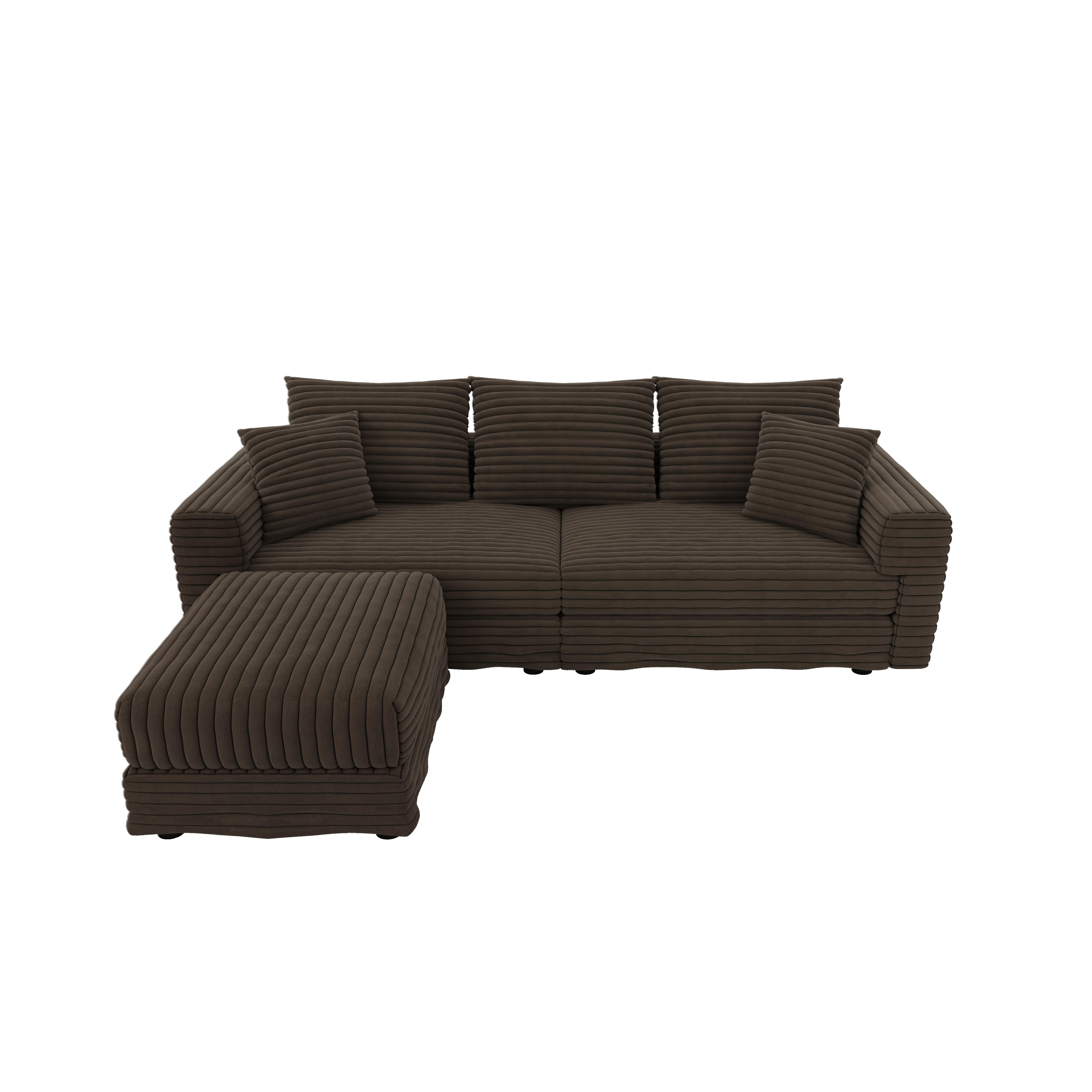 Norwalk 83" Modular Plush Corduroy L-Shaped Sectional Sofa with Movable Ottoman