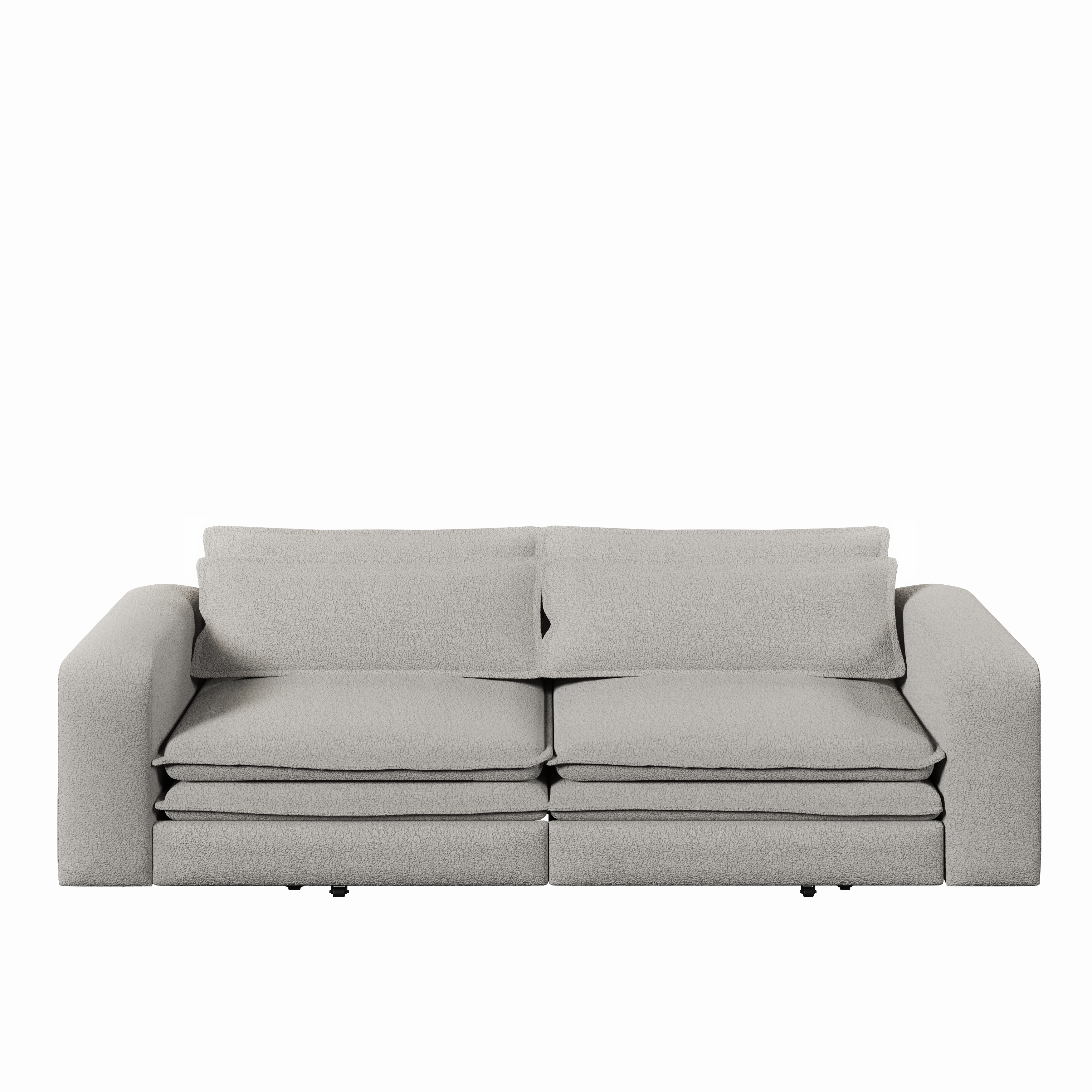 Cary 93" King Size Teddy Convertible Pull-Out Sleeper Sofa Bed with Chaise Lounge and Lumbar Pillows