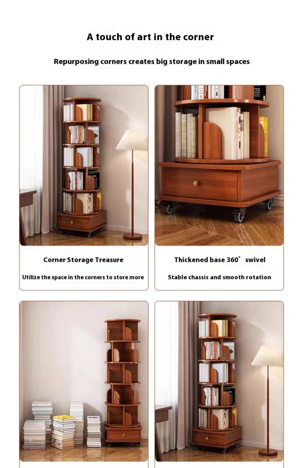 Turku 6 Tier Rotating Bookshelf Display Stand