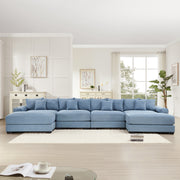 Albany 168" Modular Corduroy Cloud U-Shaped Sectional Sofa with Ottomans