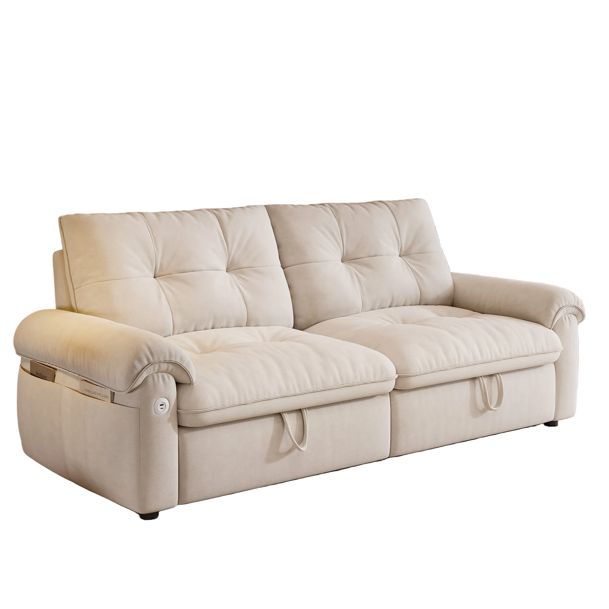 Hillcrest 77" Convertible Sofa Bed with Adjustable Backrest and Side Pockets